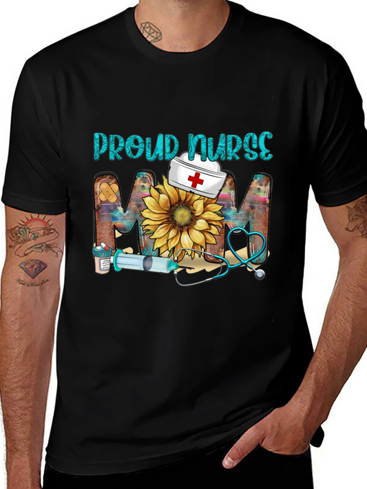 Proud Nurse Mom T-Shirt - Floral Design