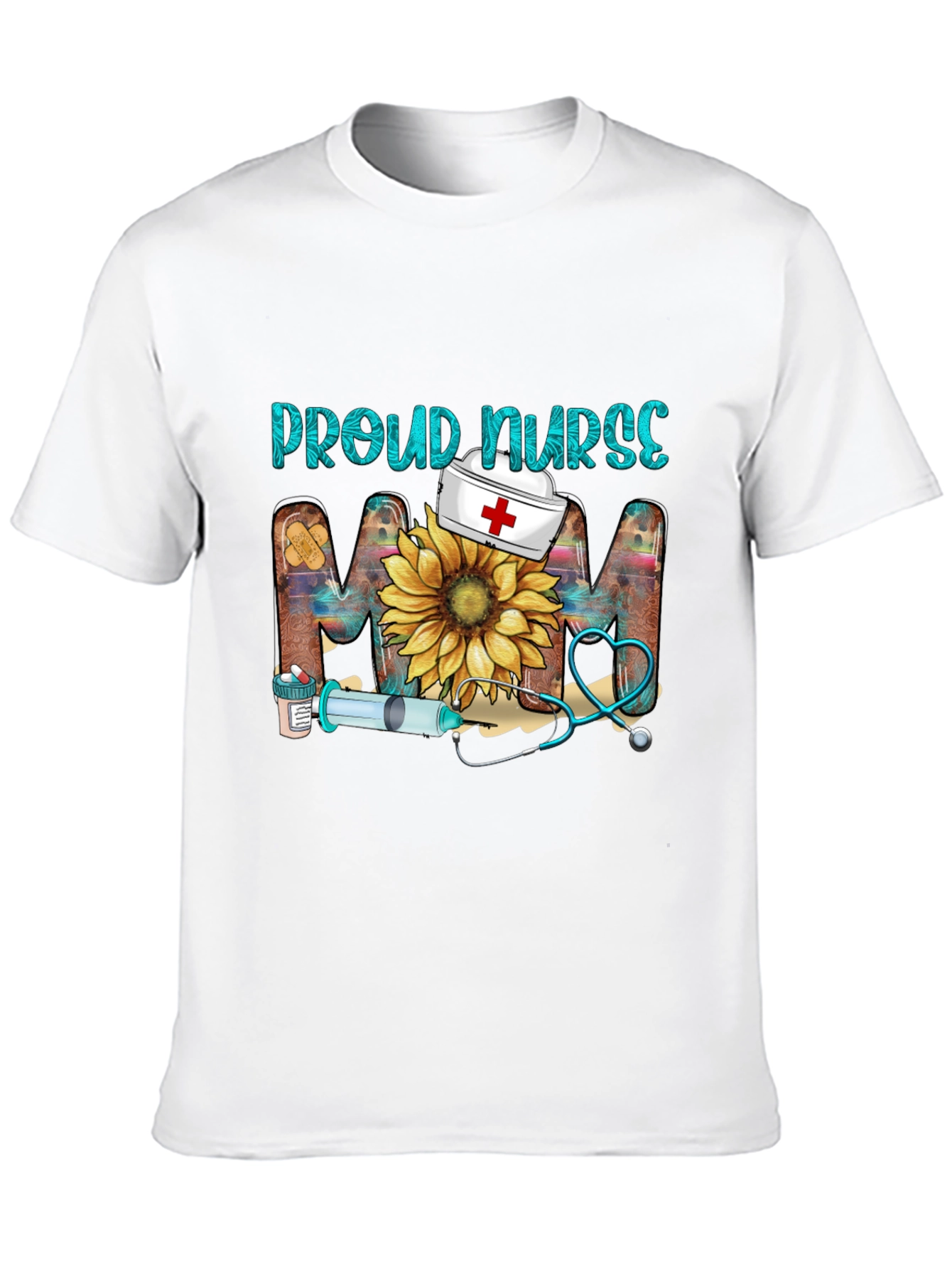 Proud Nurse Mom T-Shirt - Floral Design