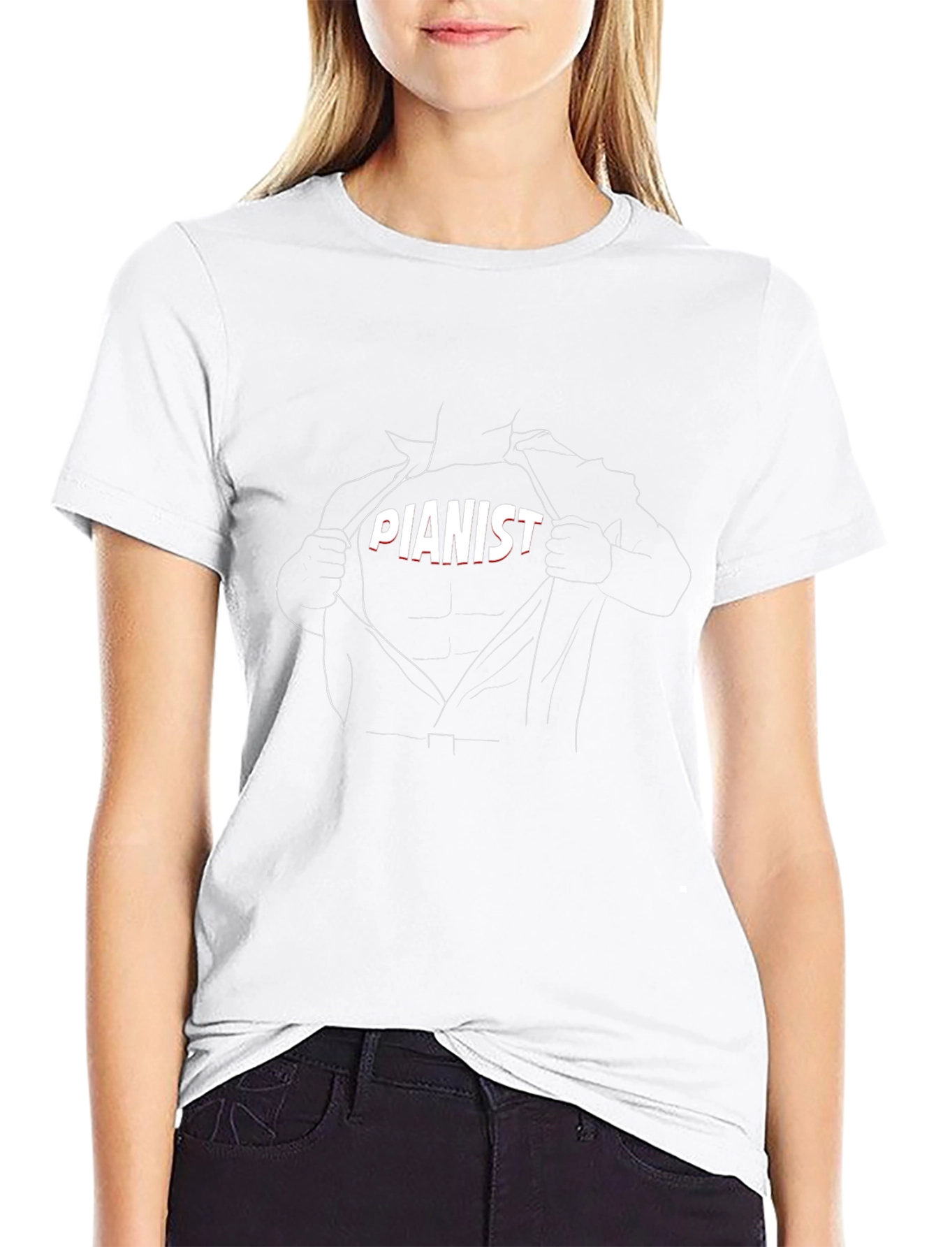 Pianist Super Hero Reveal Graphic Tee