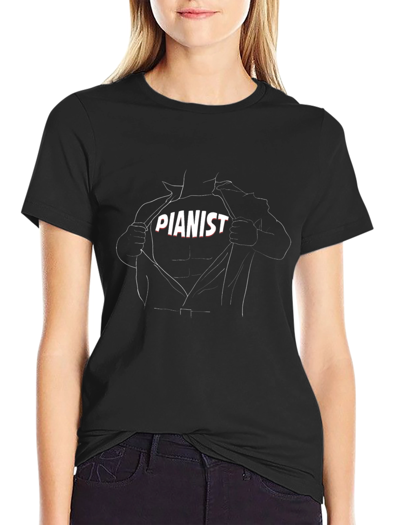 Pianist Super Hero Reveal Graphic Tee