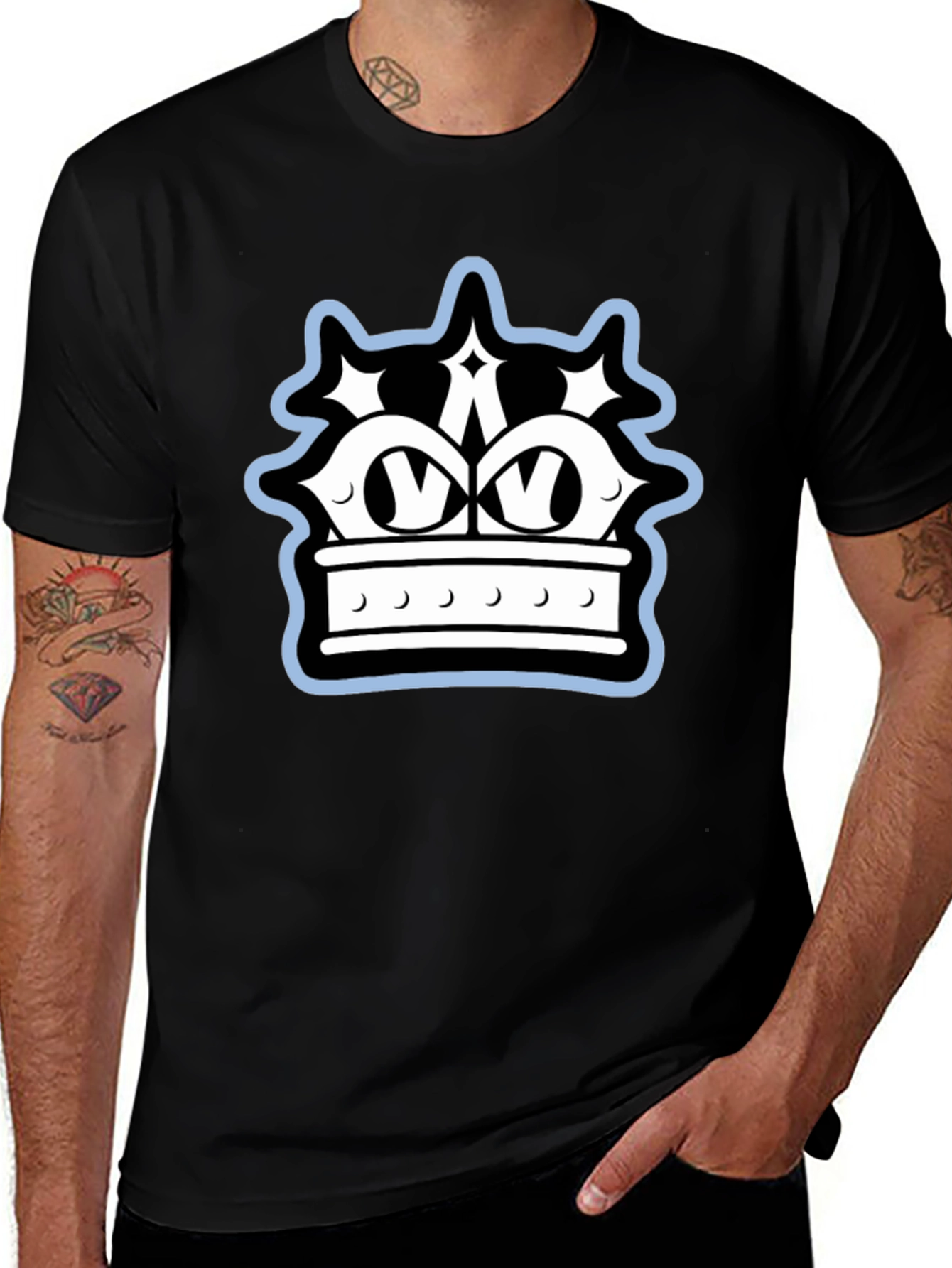 Crown Graphic Tee - Black Cotton Blend Stylish Design