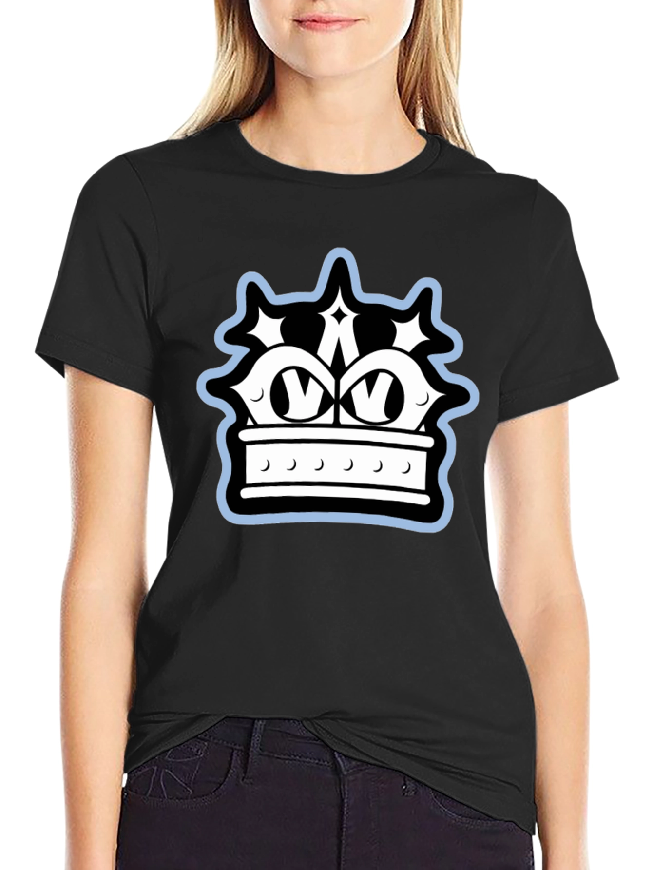 Crown Graphic Tee - Black Cotton Blend Stylish Design