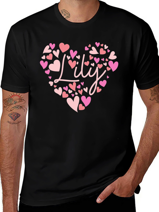 Personalized Lily Heart T-Shirt - Cute Custom Gift