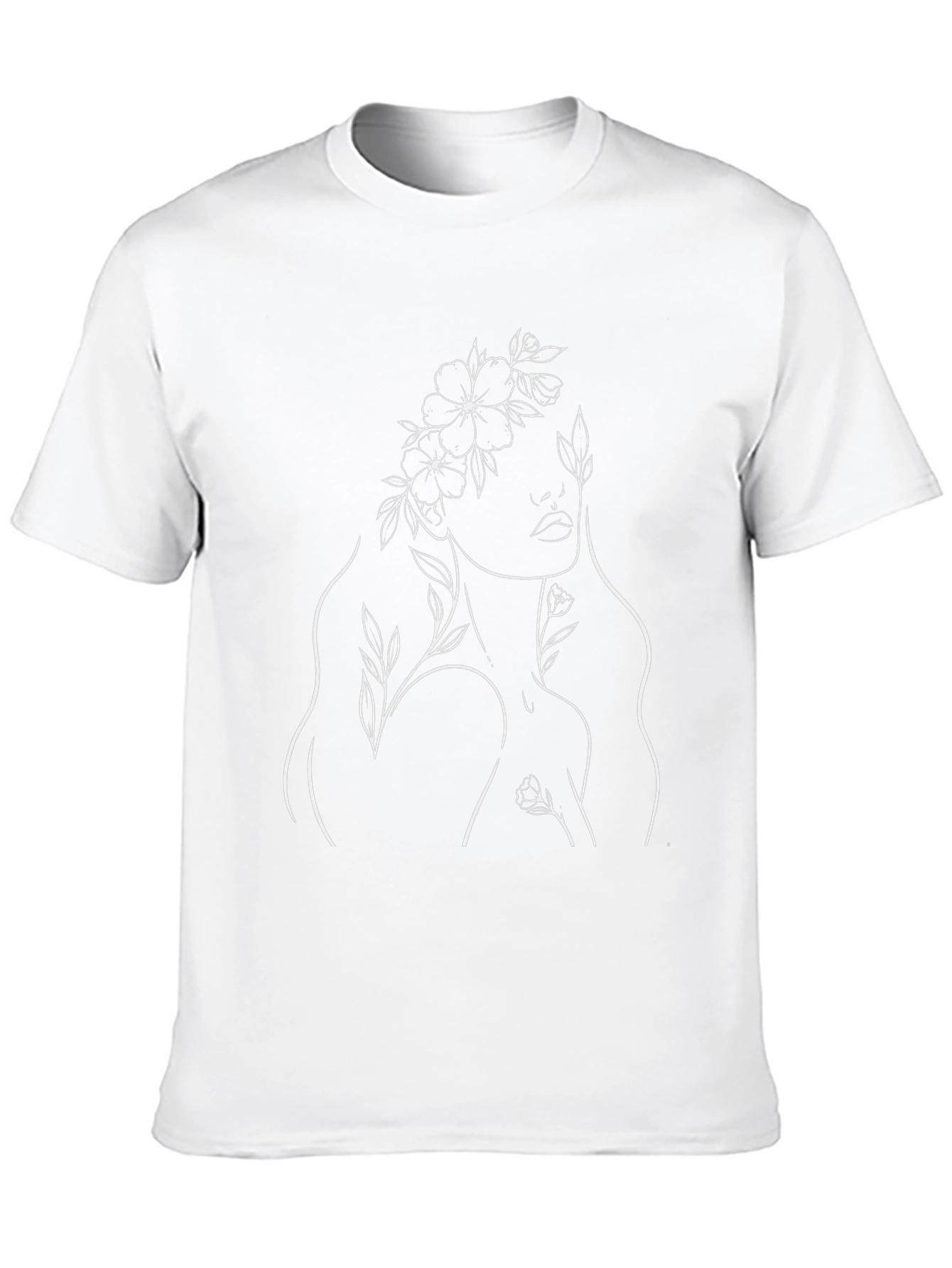 Floral Woman Graphic Tee - Stylish Black T-Shirt