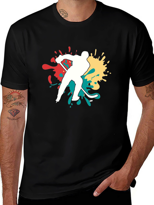 Hockey Player Graphic Tee - Bold Splash Design