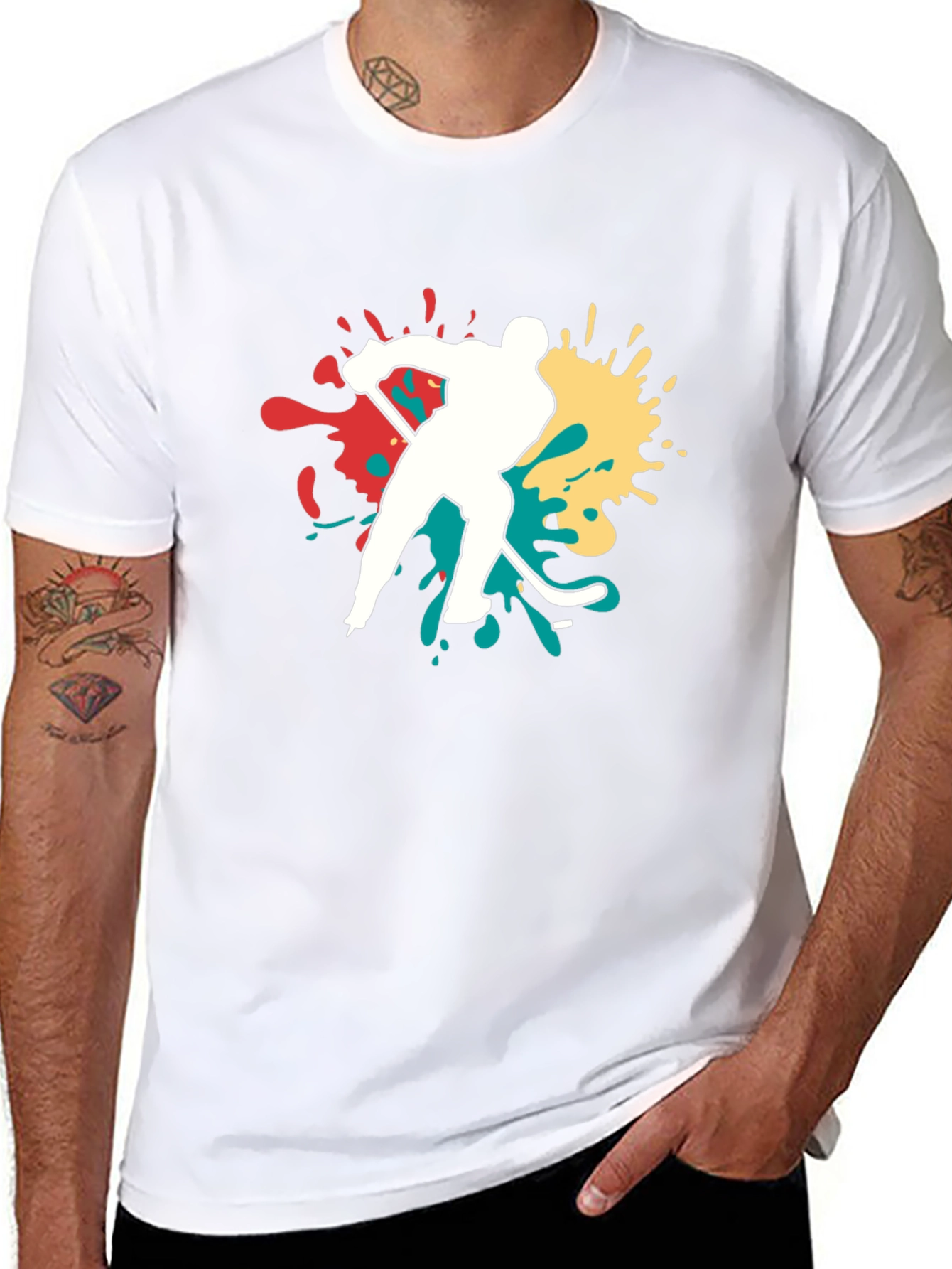 Hockey Player Graphic Tee - Bold Splash Design