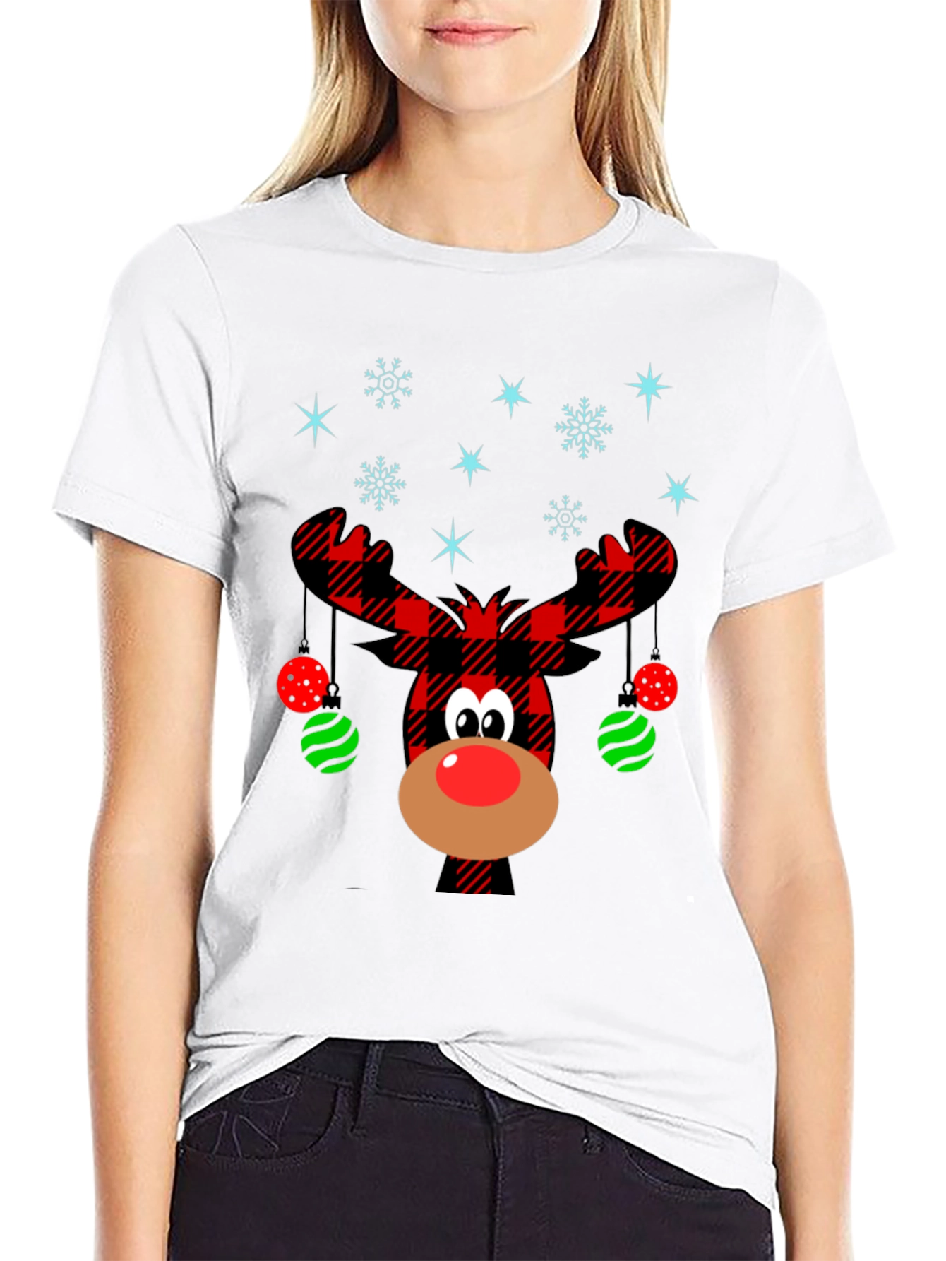Festive Reindeer Christmas Graphic Tee