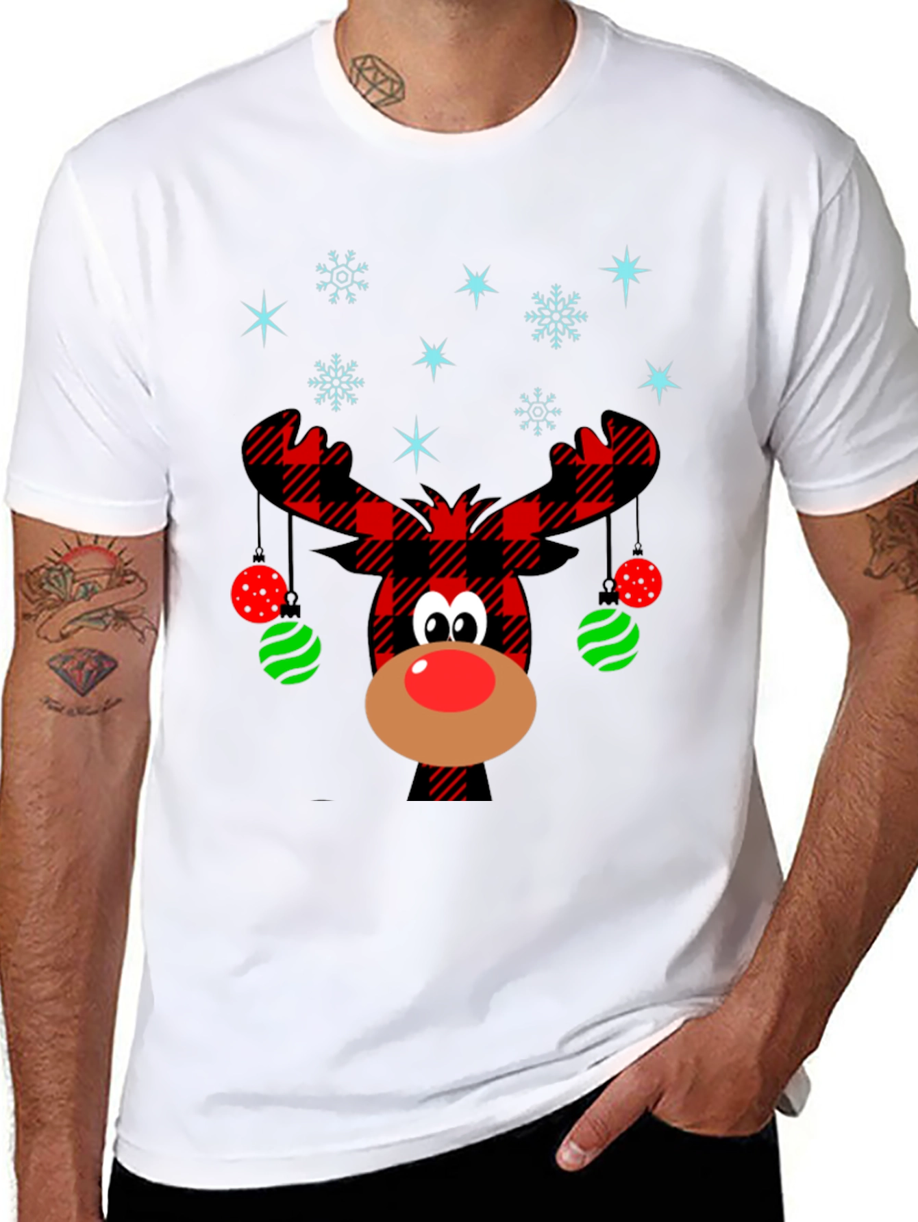 Festive Reindeer Christmas Graphic Tee