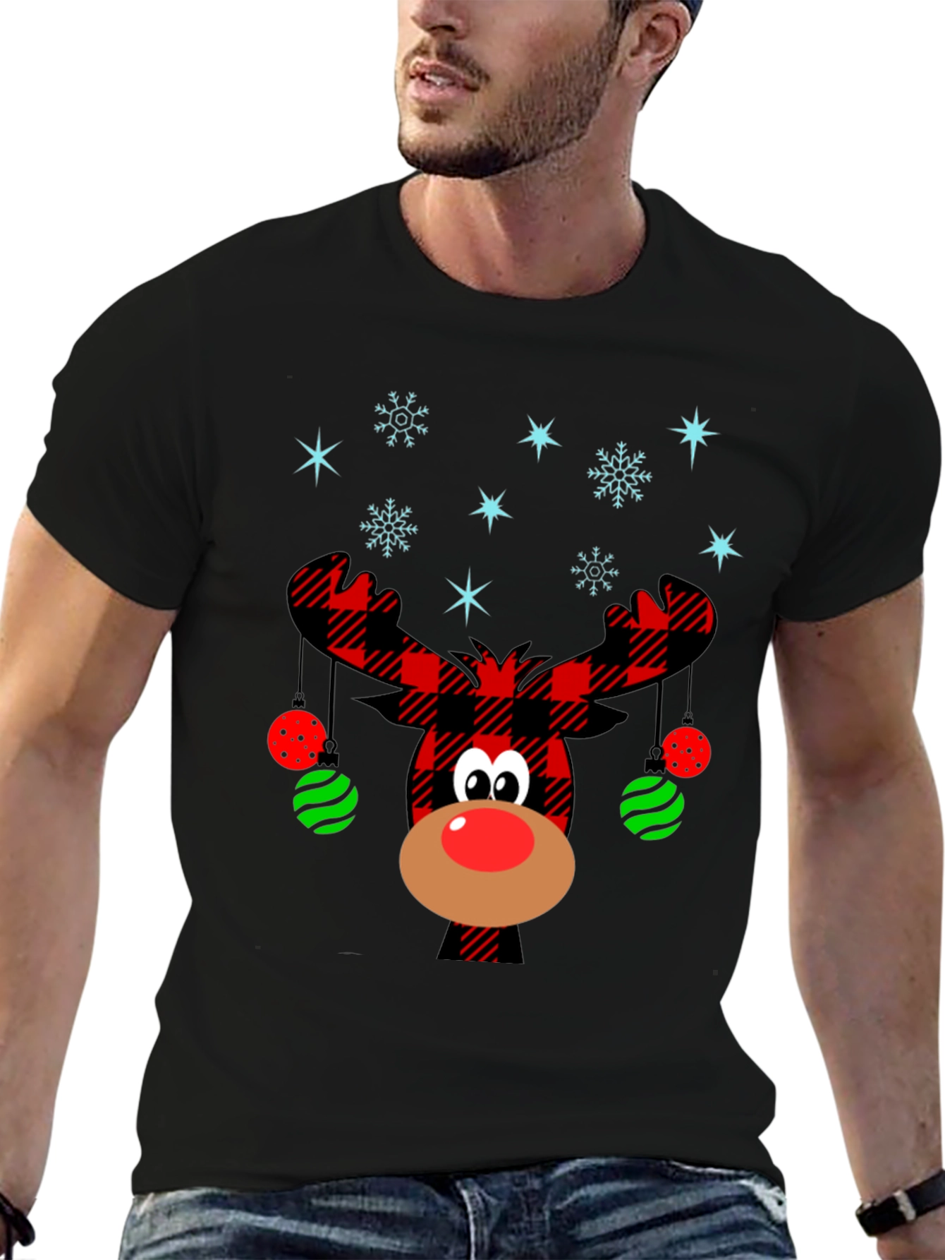 Festive Reindeer Christmas Graphic Tee