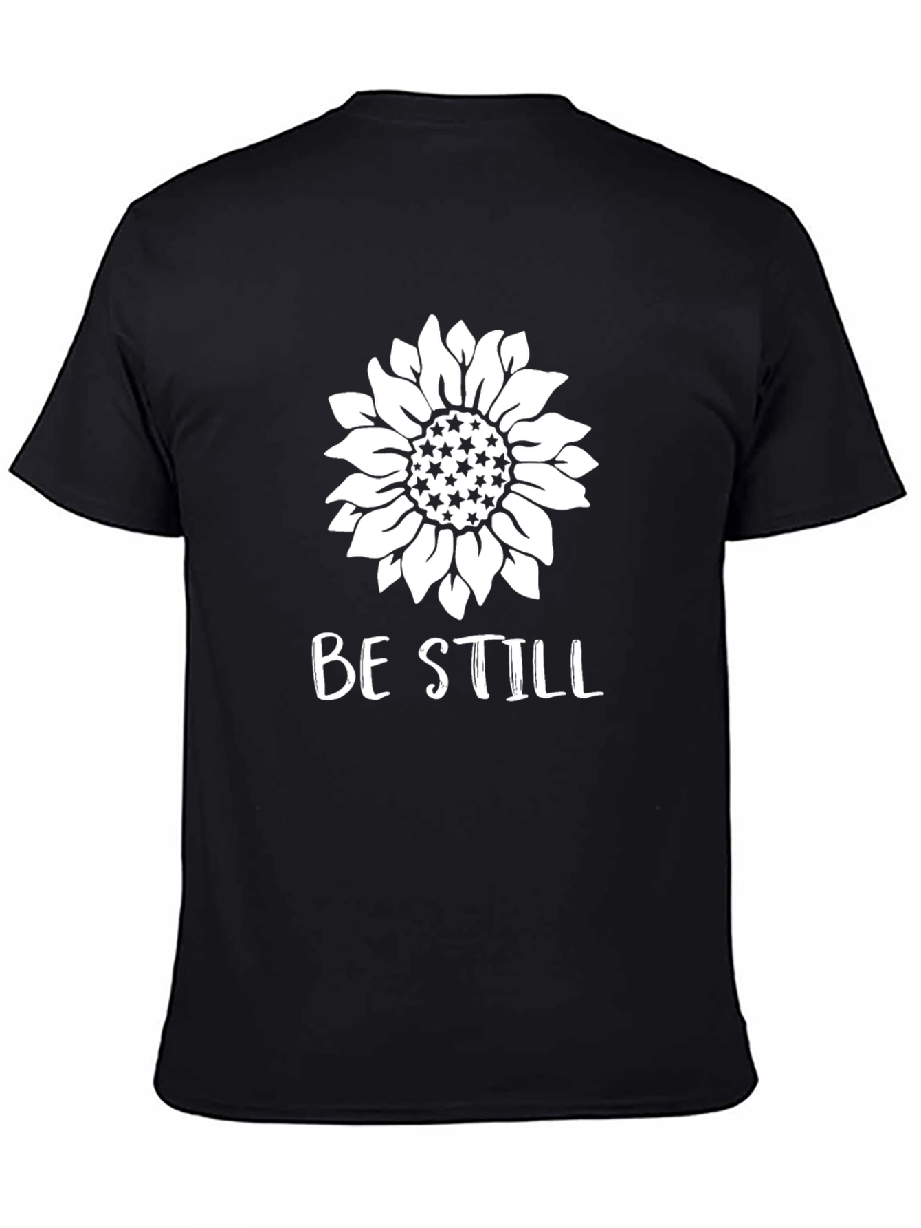 Be Still Sunflower Graphic Tee - Unisex Black T-Shirt