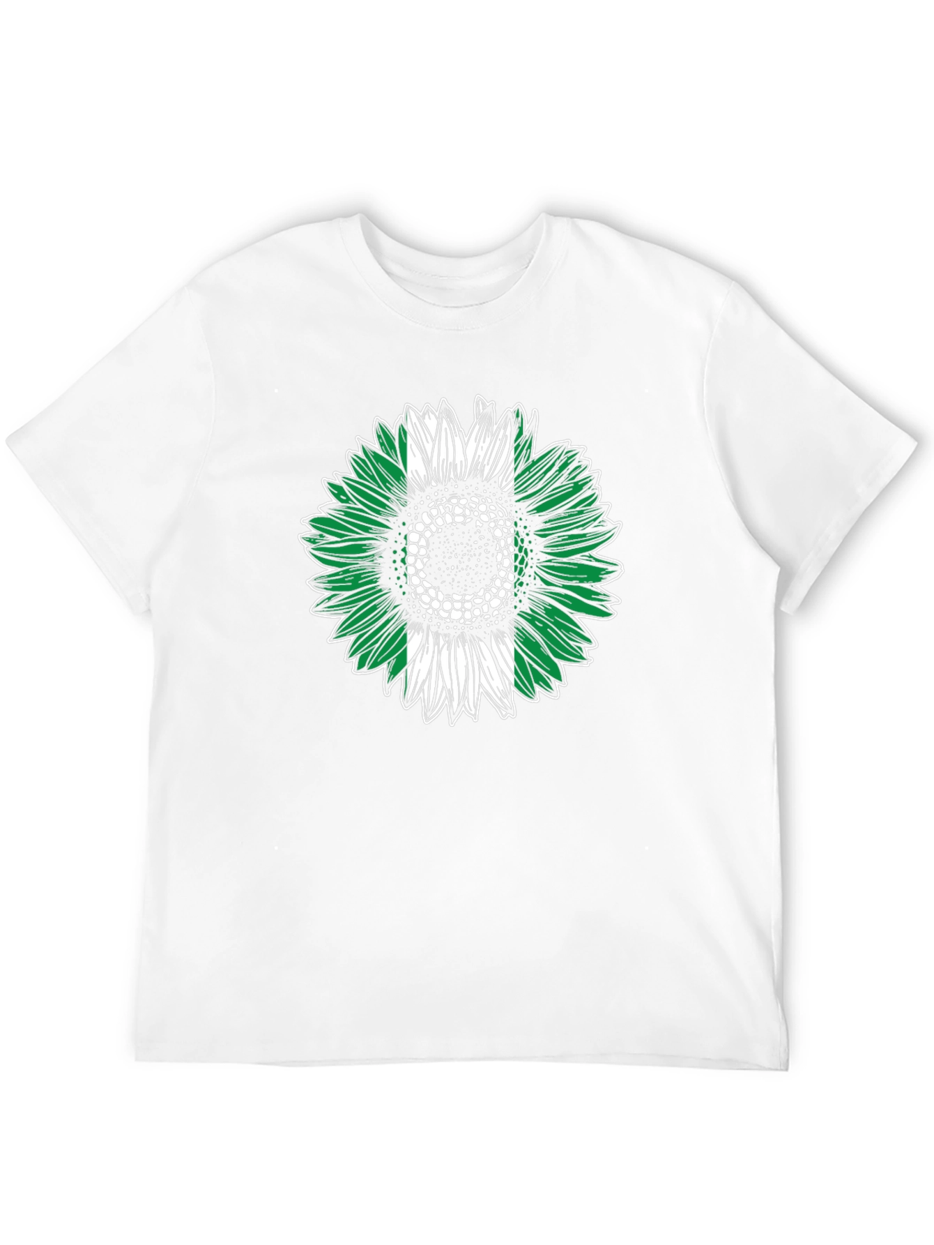 Nigeria Flag Sunflower Graphic Tee - Black T-Shirt