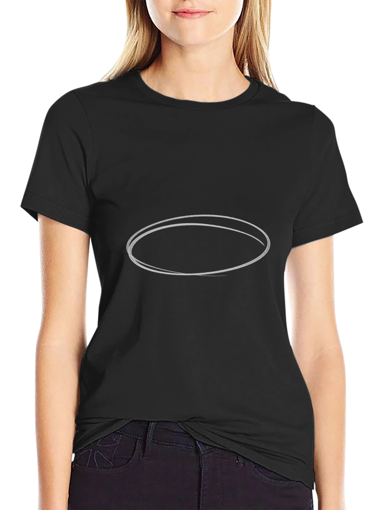 Minimalist Ellipse Graphic Black Tee
