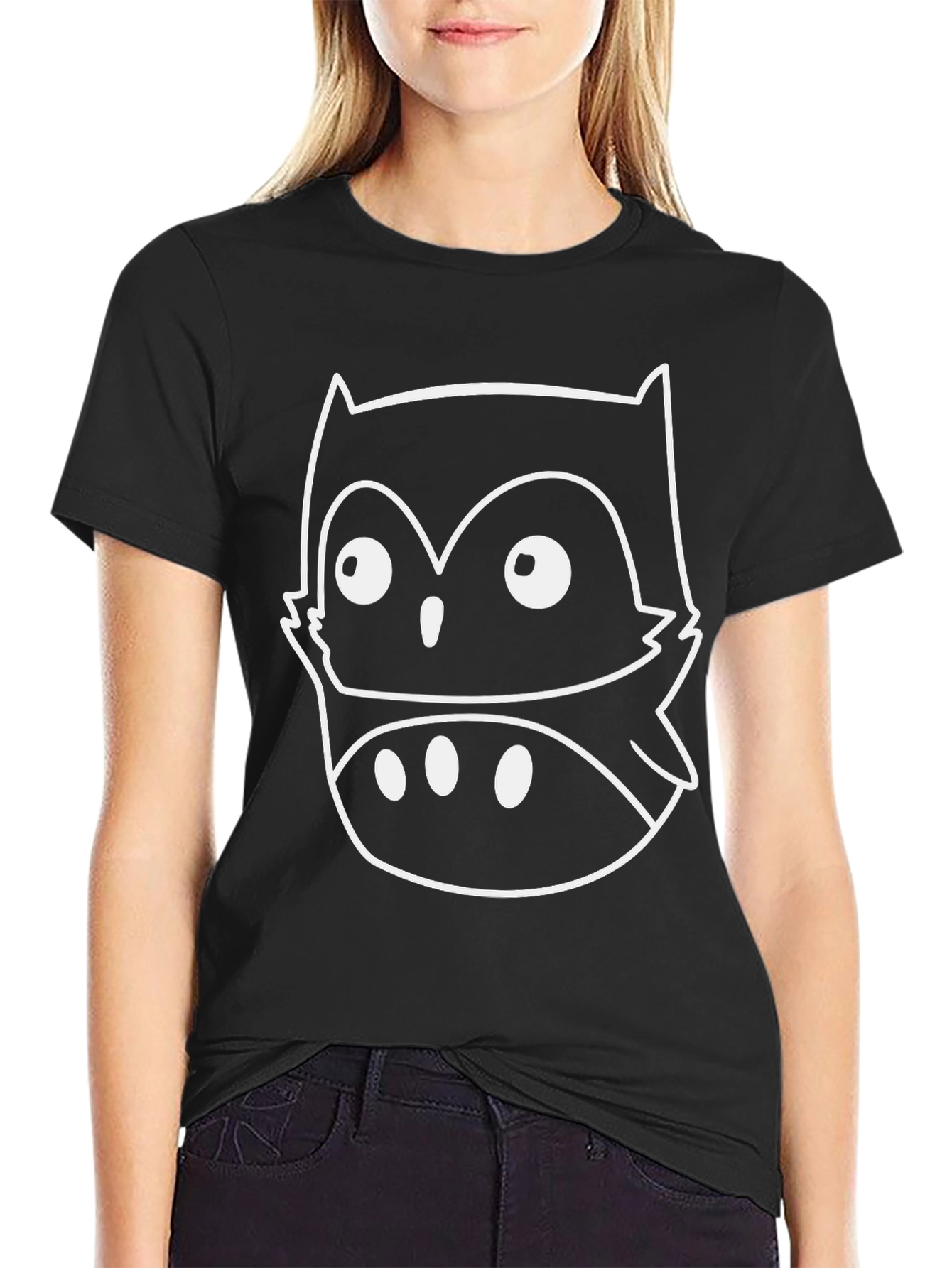 Owl Graphic T-Shirt - Casual Black Tee
