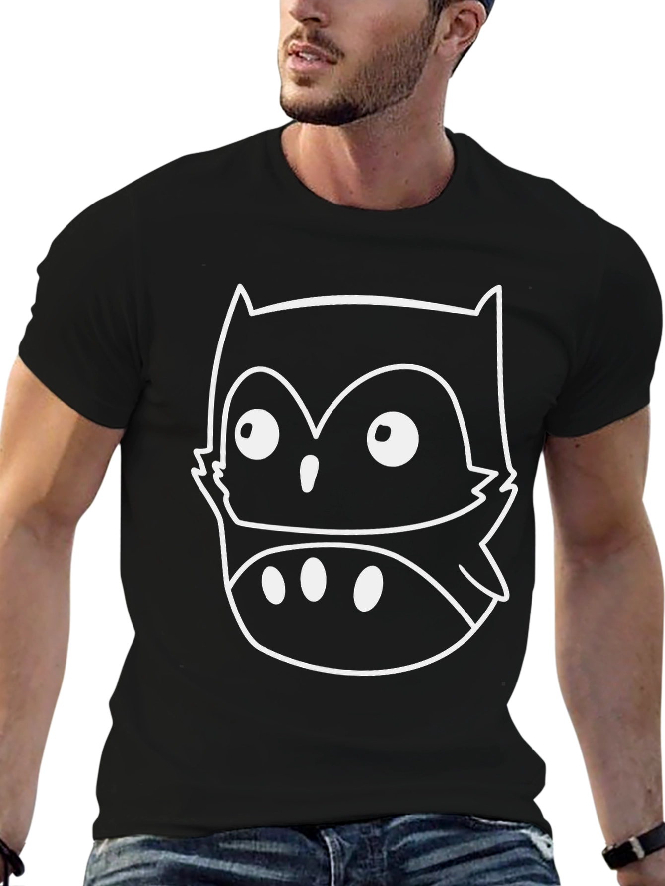 Owl Graphic T-Shirt - Casual Black Tee