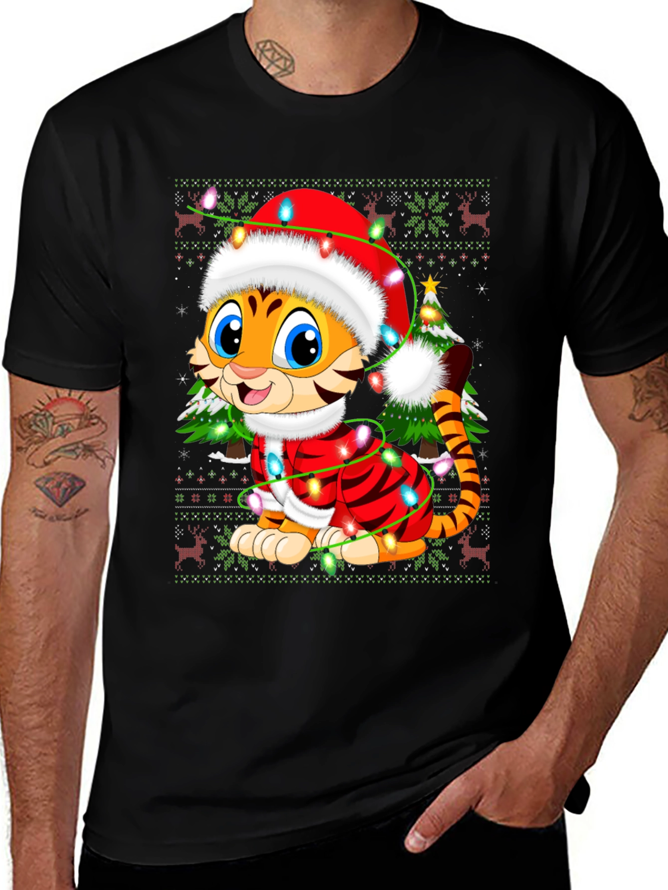 Festive Tiger Christmas T-Shirt