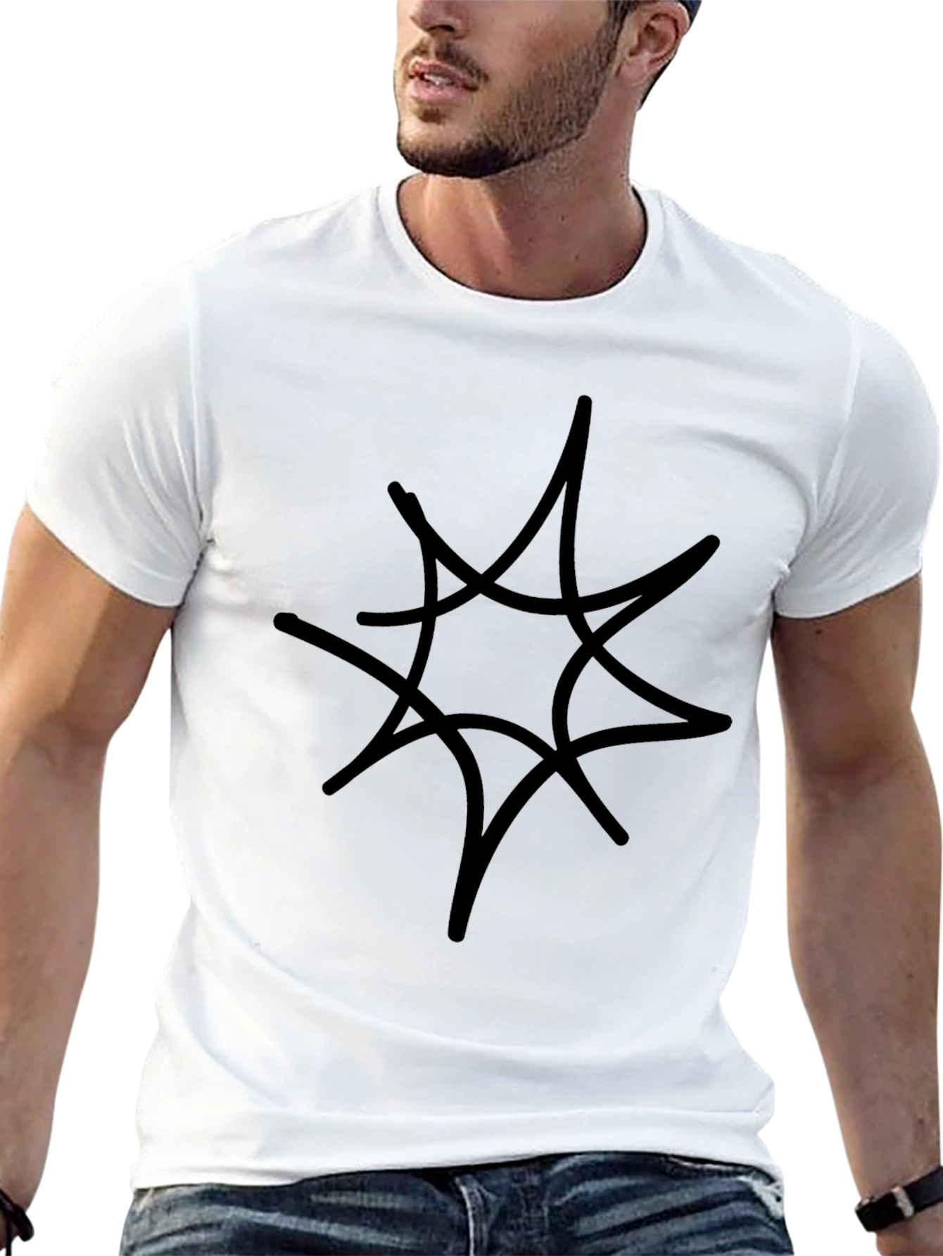 Abstract Starburst Graphic Tee - Black Cotton Comfort