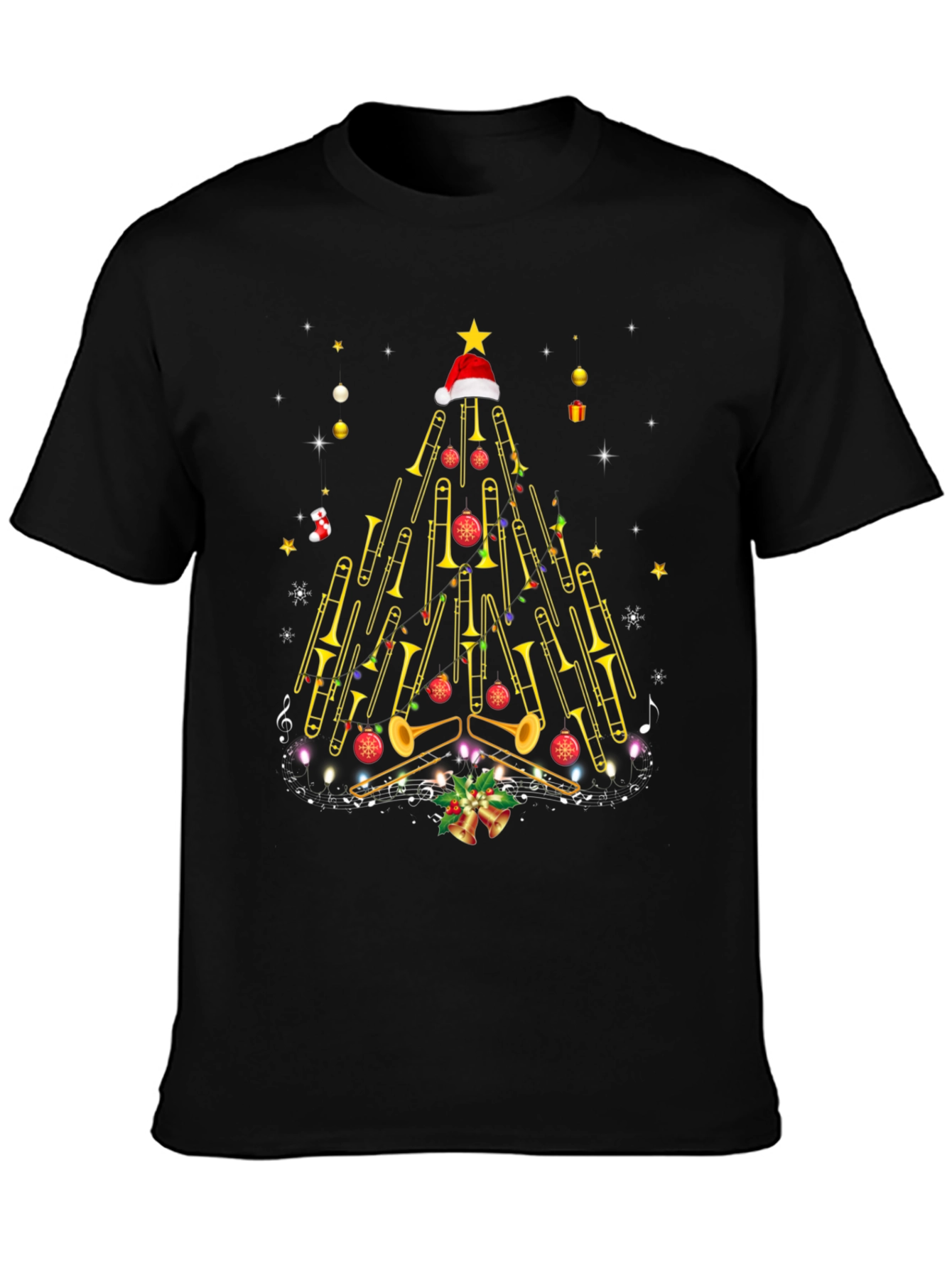 Trombone Christmas Tree Graphic Tee