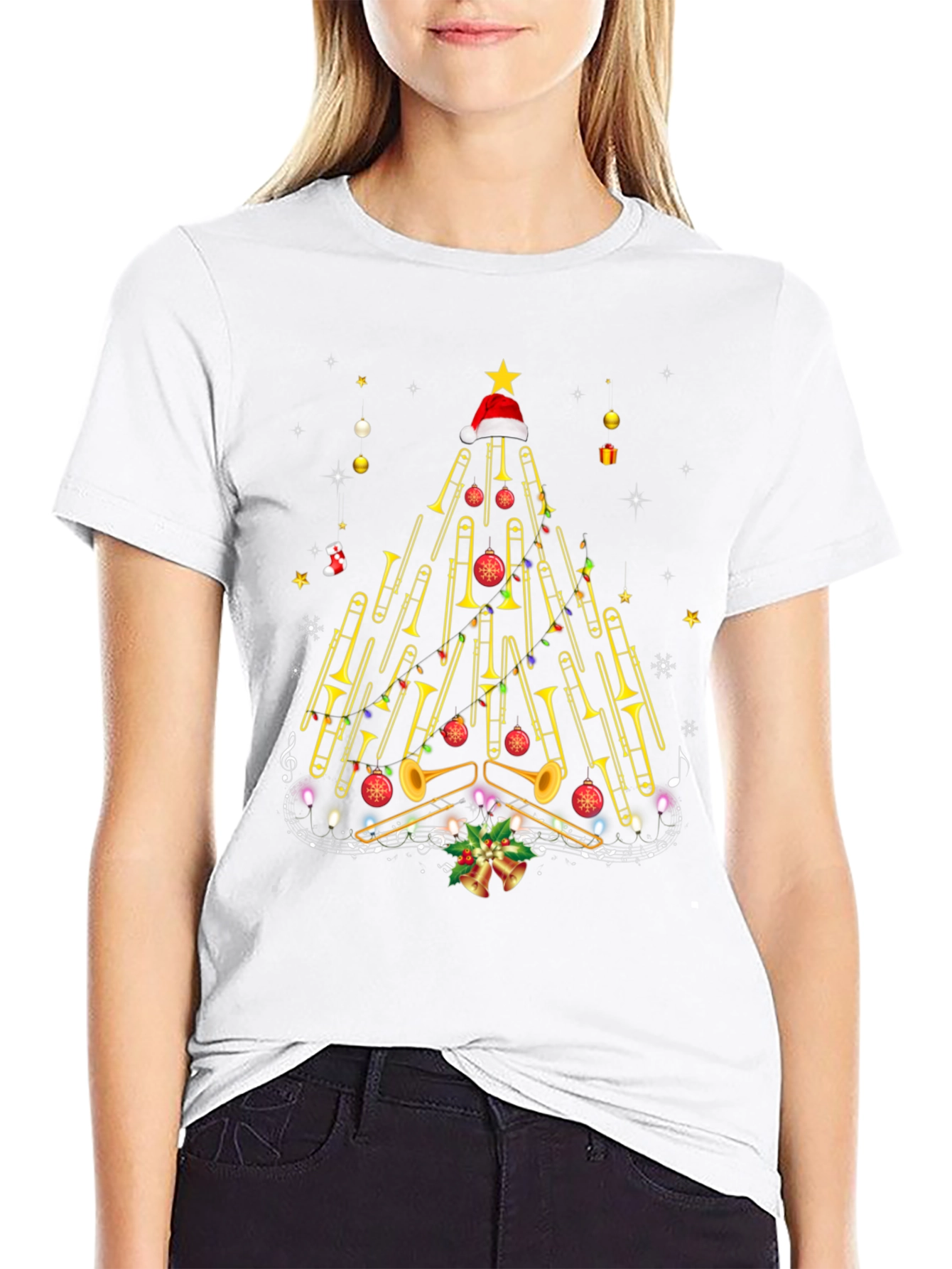 Trombone Christmas Tree Graphic Tee