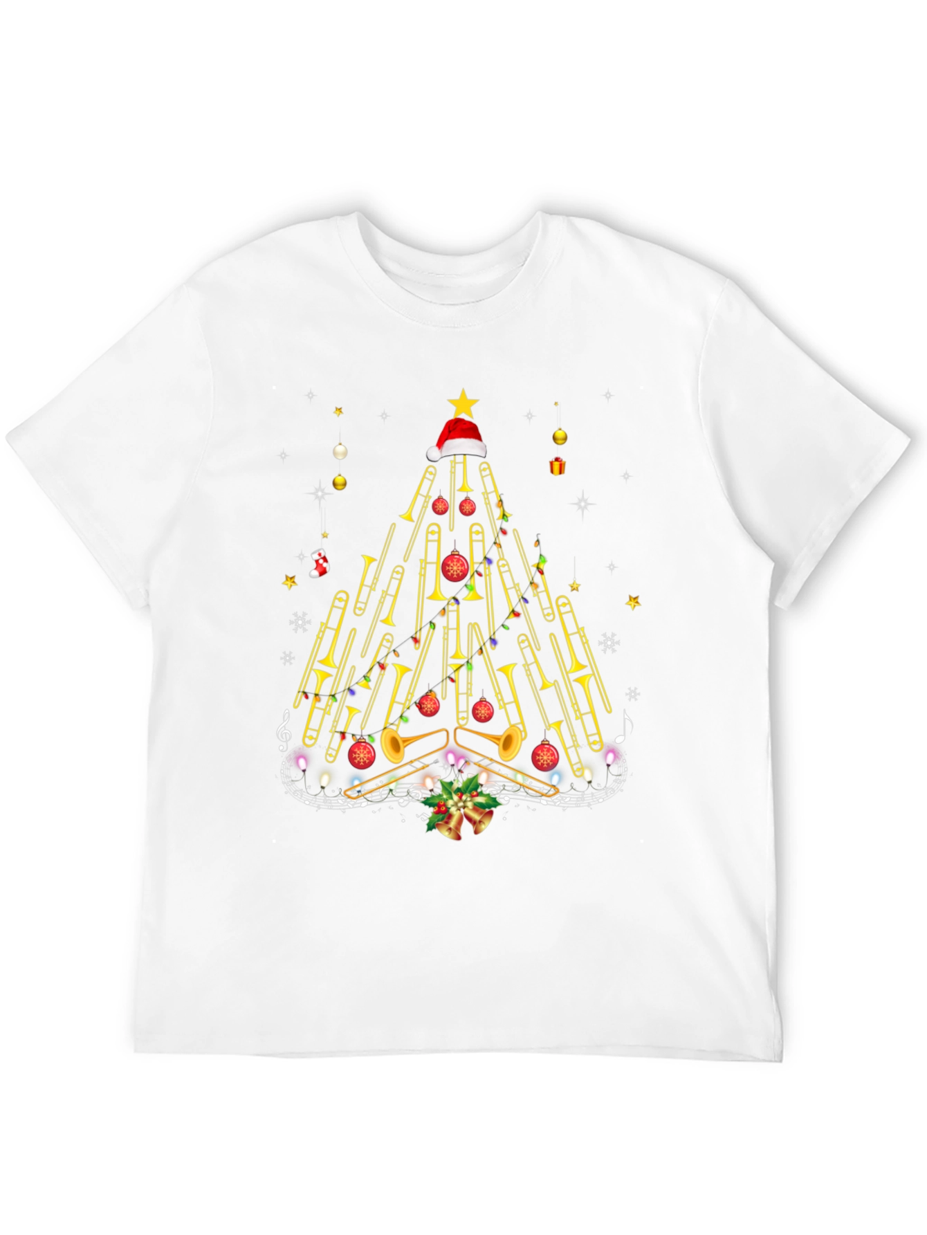 Trombone Christmas Tree Graphic Tee