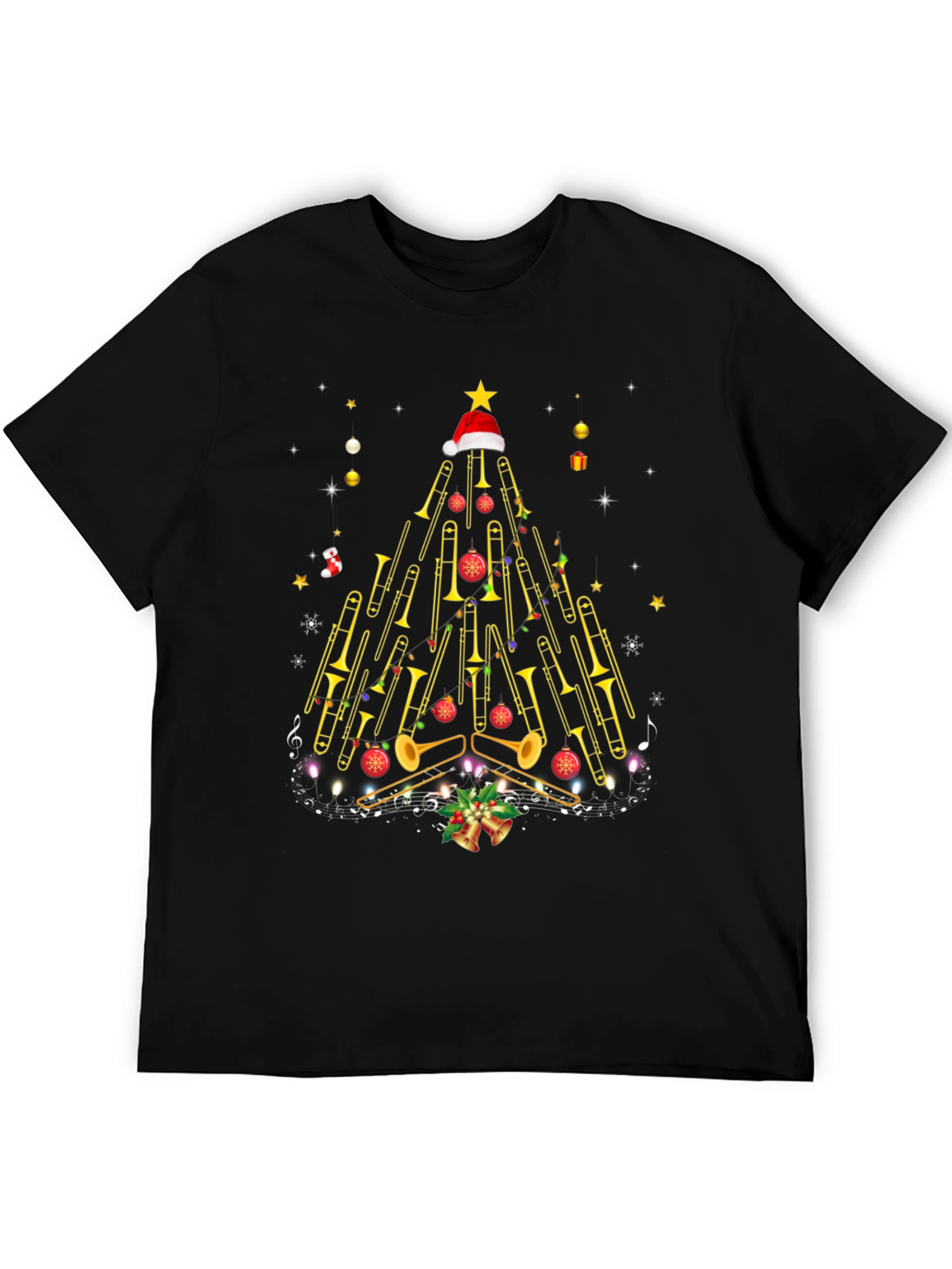 Trombone Christmas Tree Graphic Tee