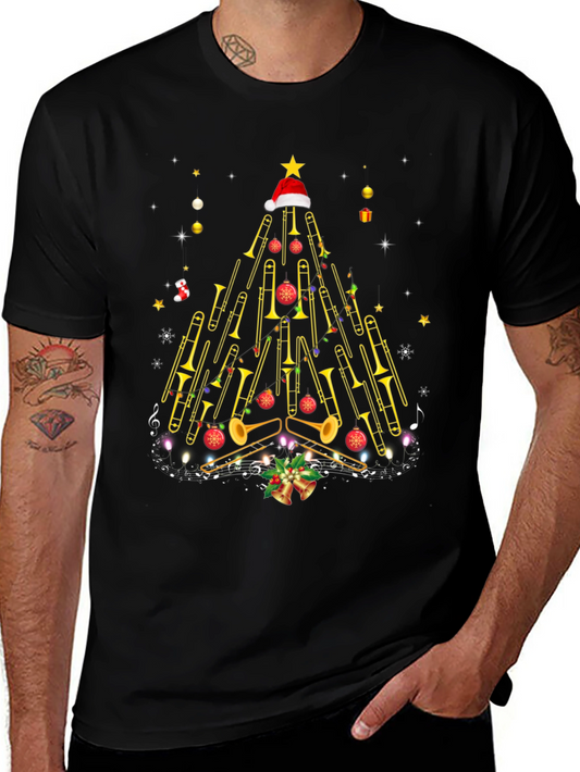 Trombone Christmas Tree Graphic Tee