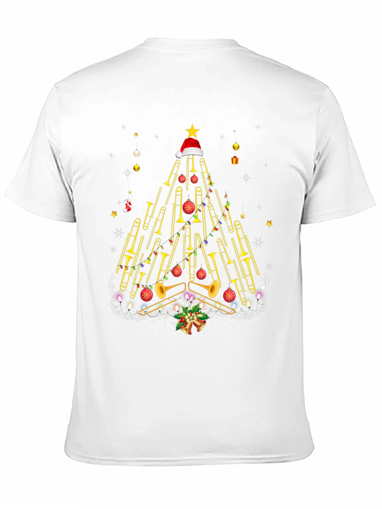 Trombone Christmas Tree Graphic Tee
