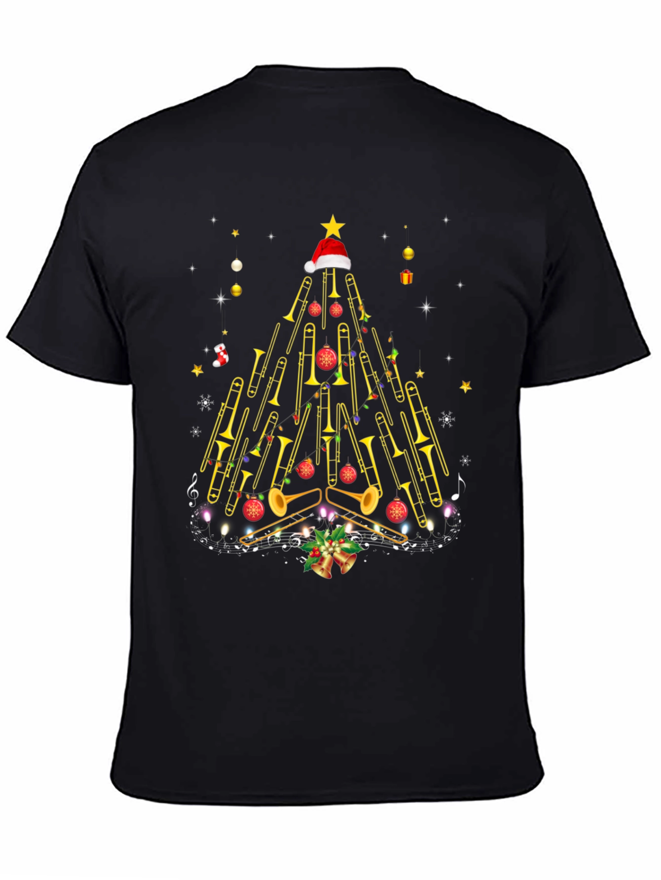 Trombone Christmas Tree Graphic Tee