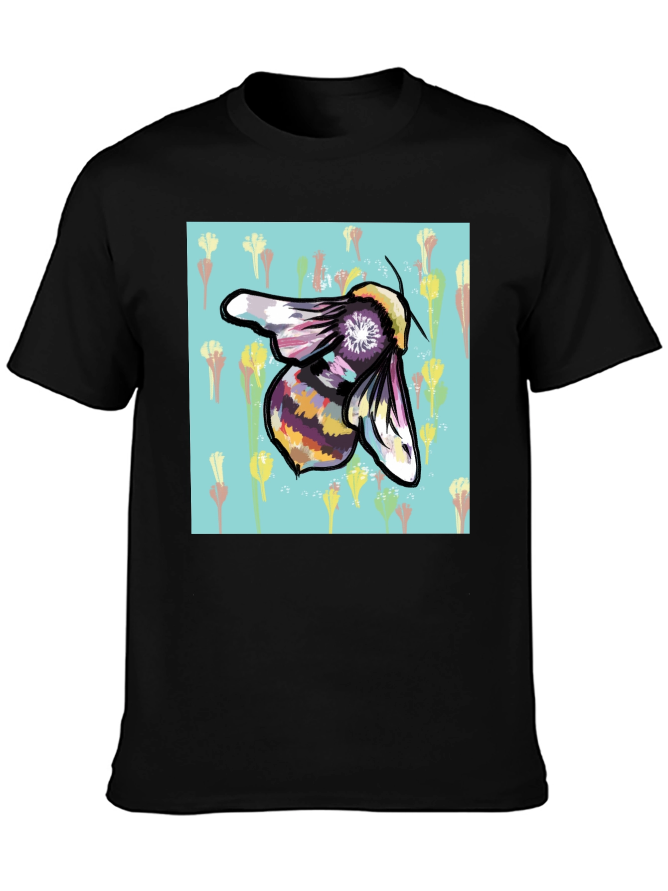 Bee Graphic Print Black T-Shirt