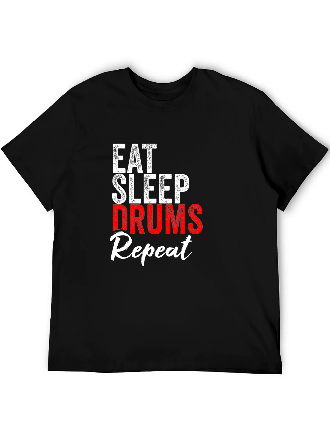 Eat Sleep Drums Repeat Black Graphic T-Shirt