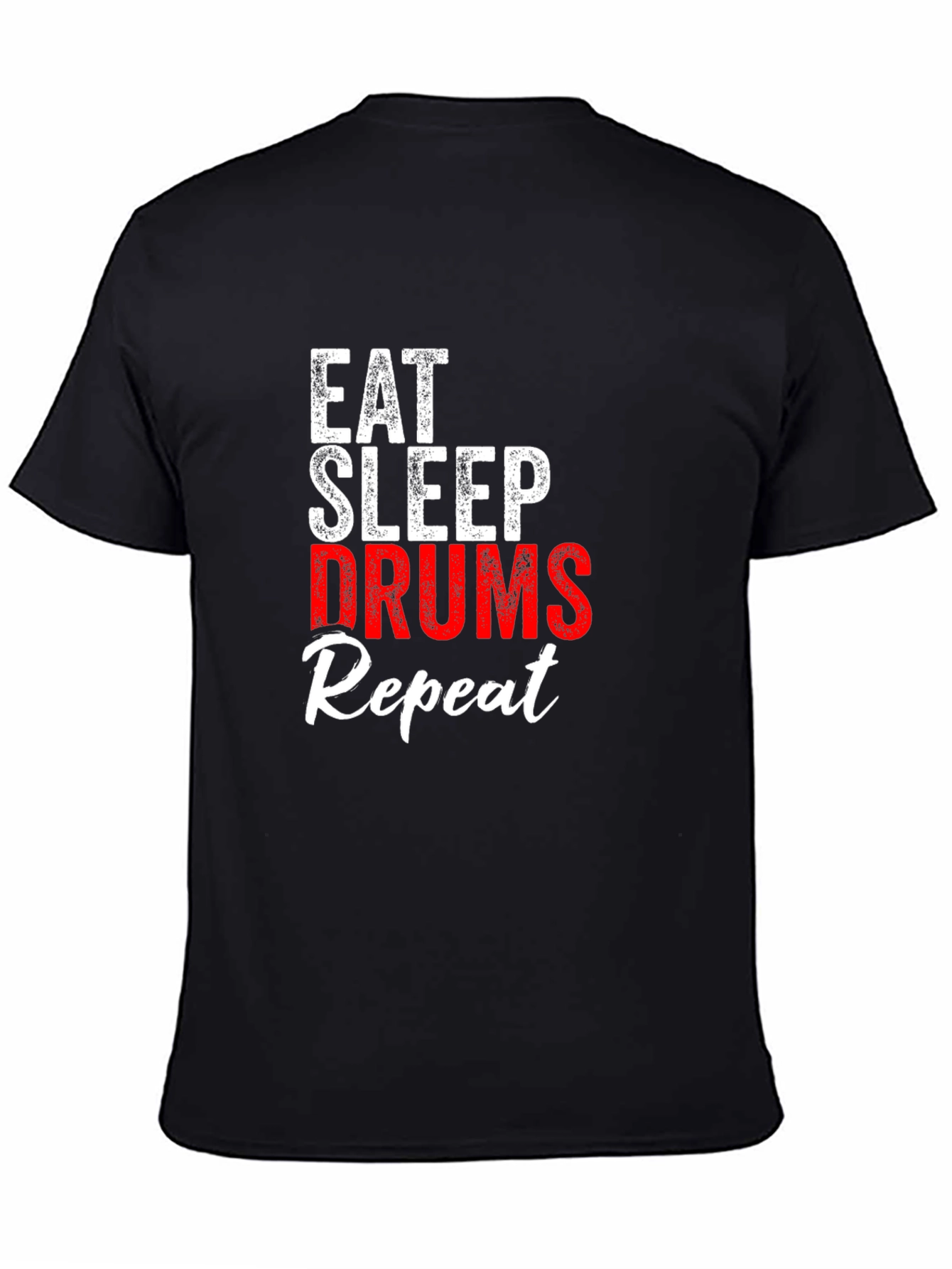 Eat Sleep Drums Repeat Black Graphic T-Shirt