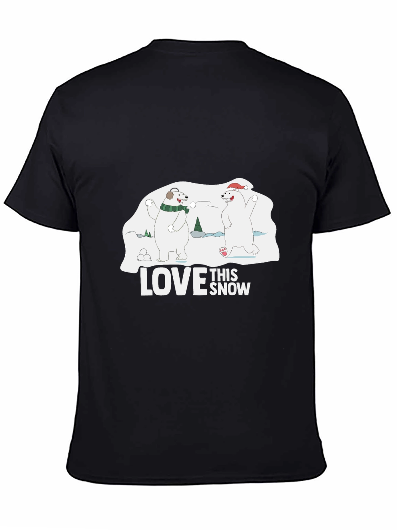 Winter Fun Bears Graphic Tee - Black