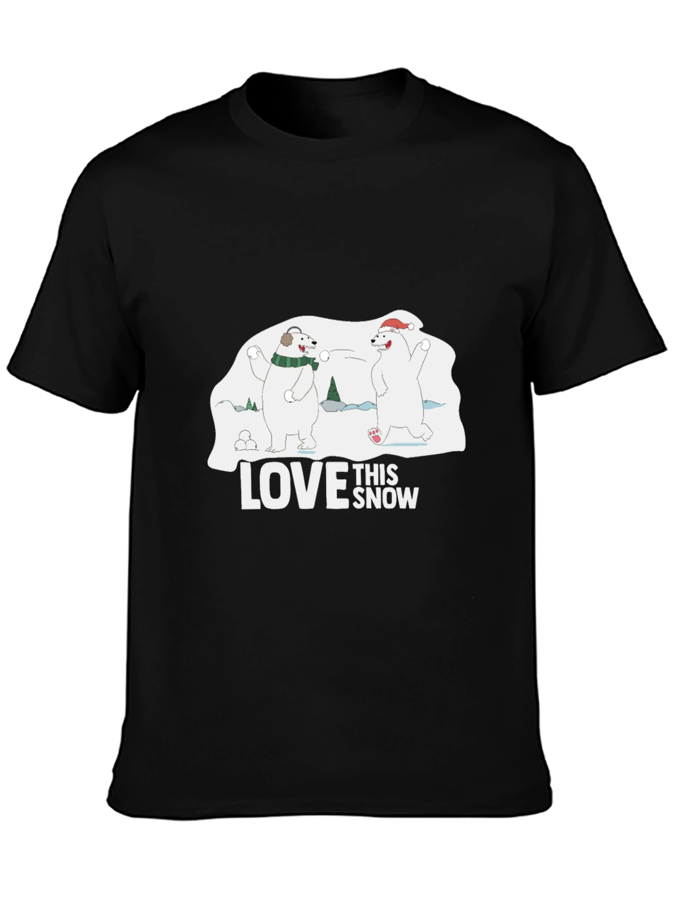 Winter Fun Bears Graphic Tee - Black