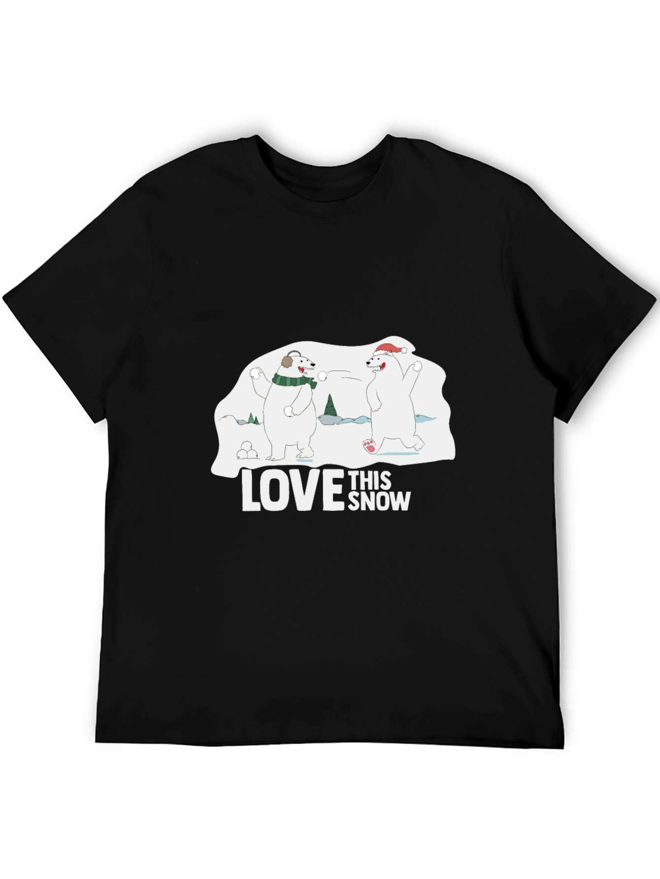 Winter Fun Bears Graphic Tee - Black