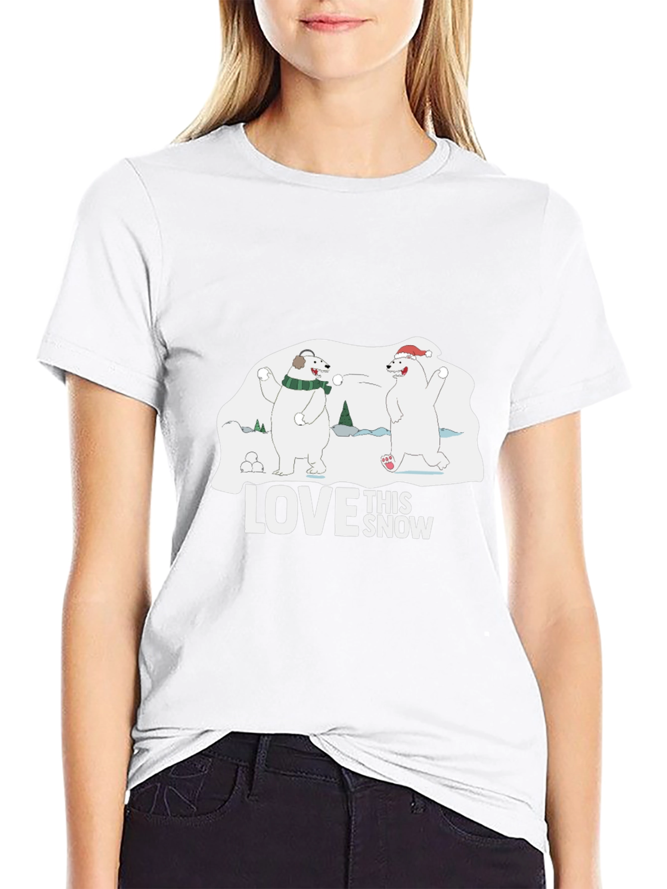 Winter Fun Bears Graphic Tee - Black