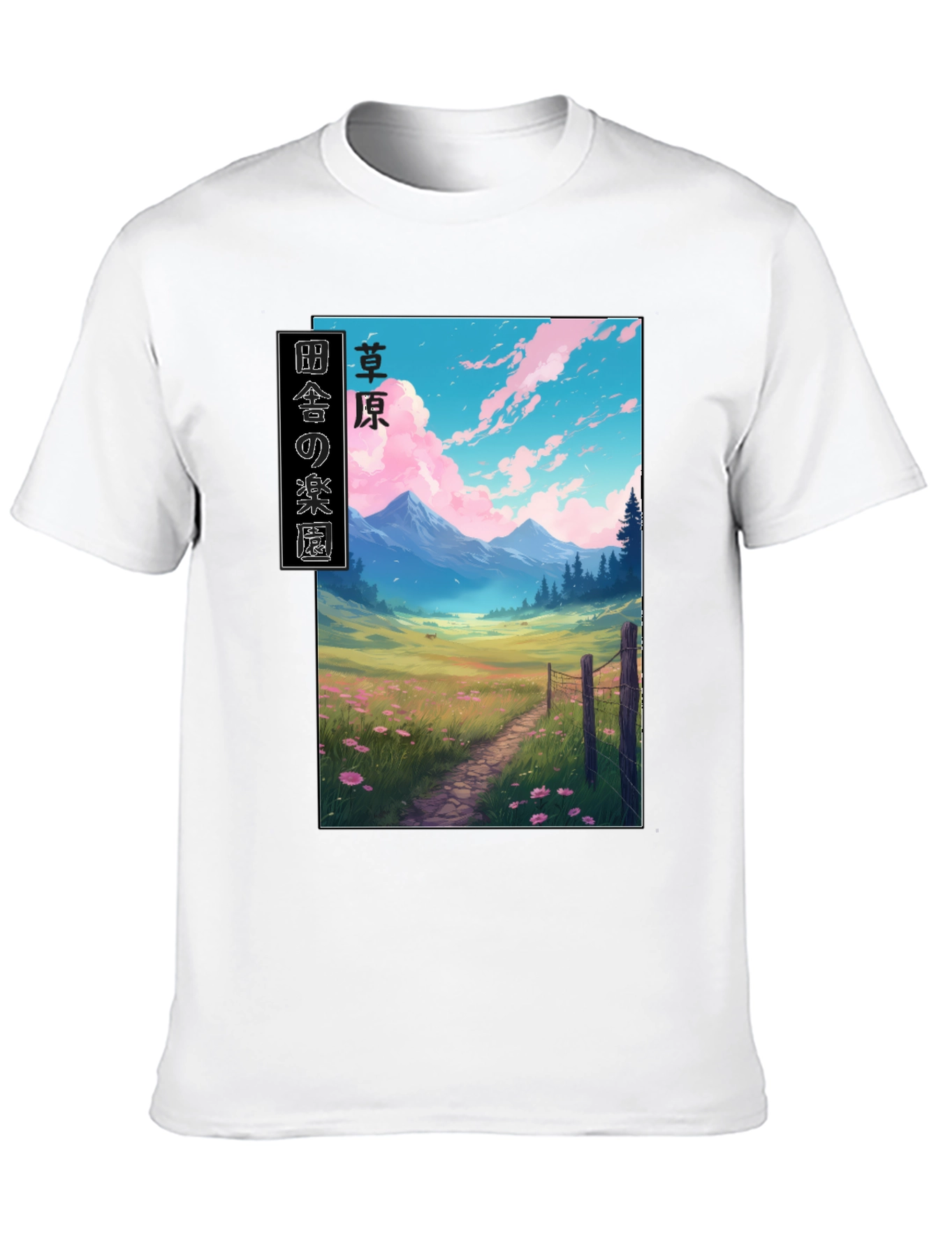 Anime Landscape Graphic Tee - Stylish Black T-Shirt