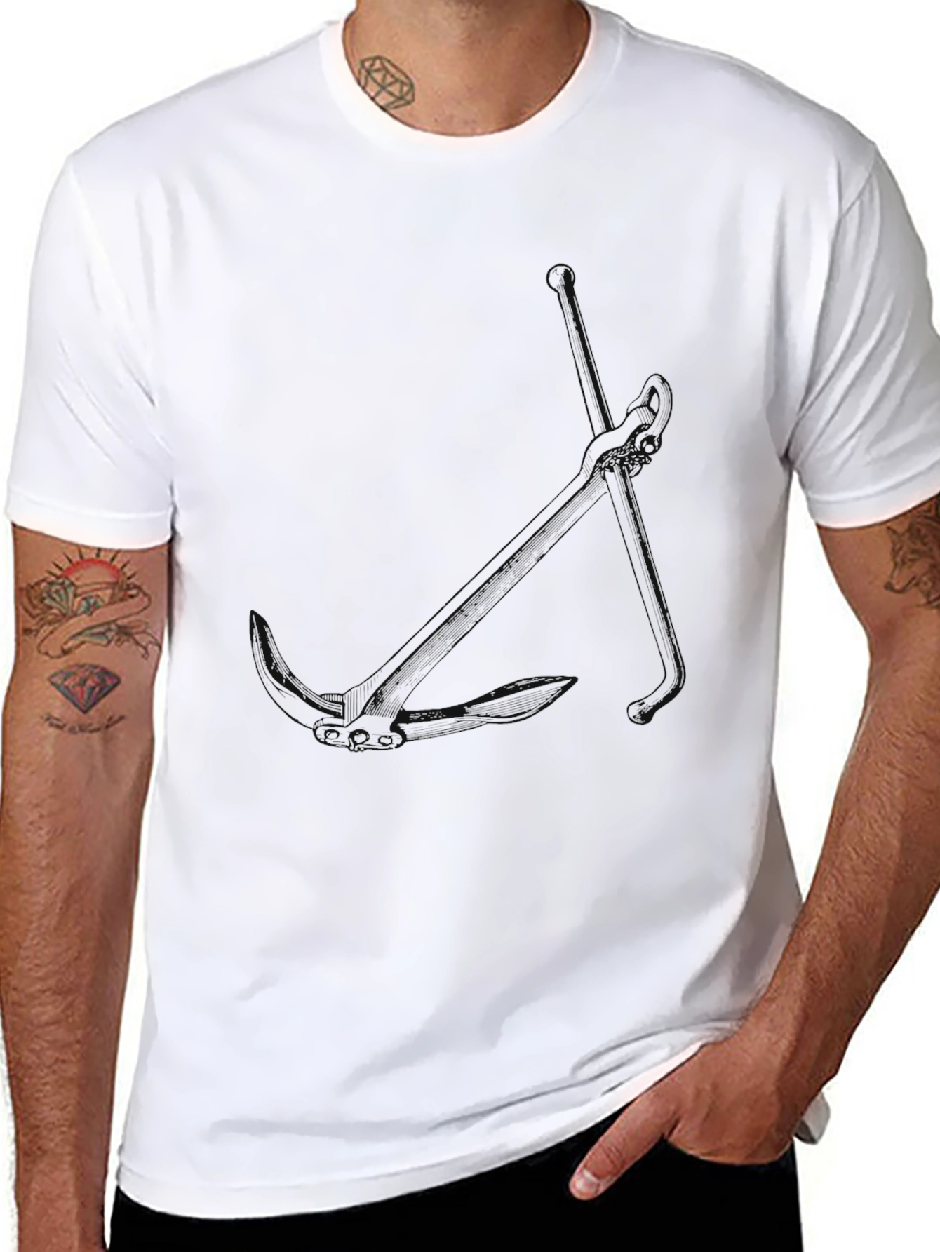 Classic Black Cotton Blend Mens T-Shirt