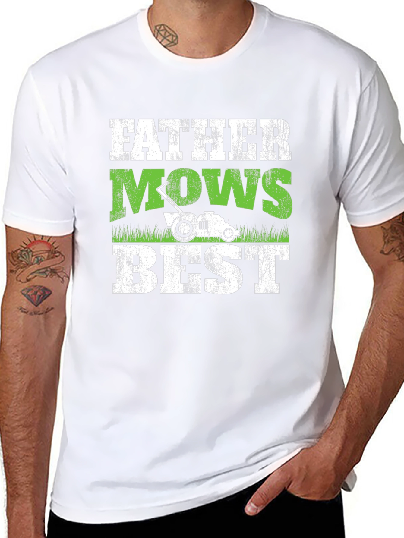 Father Mows Best T-Shirt - Dad Lawn Care