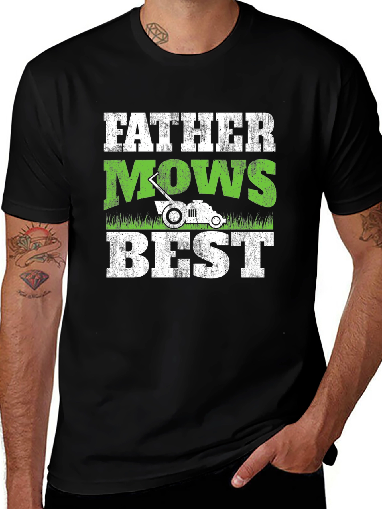 Father Mows Best T-Shirt - Dad Lawn Care