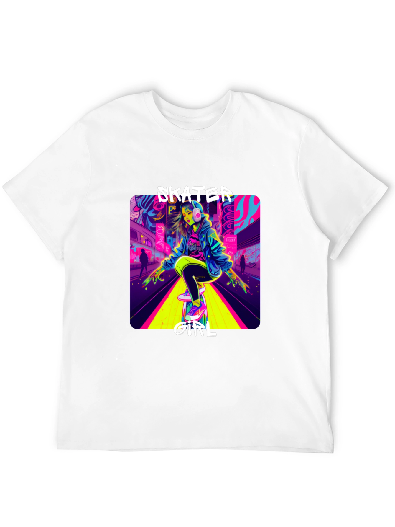Skater Girl Neon Graphic T-Shirt