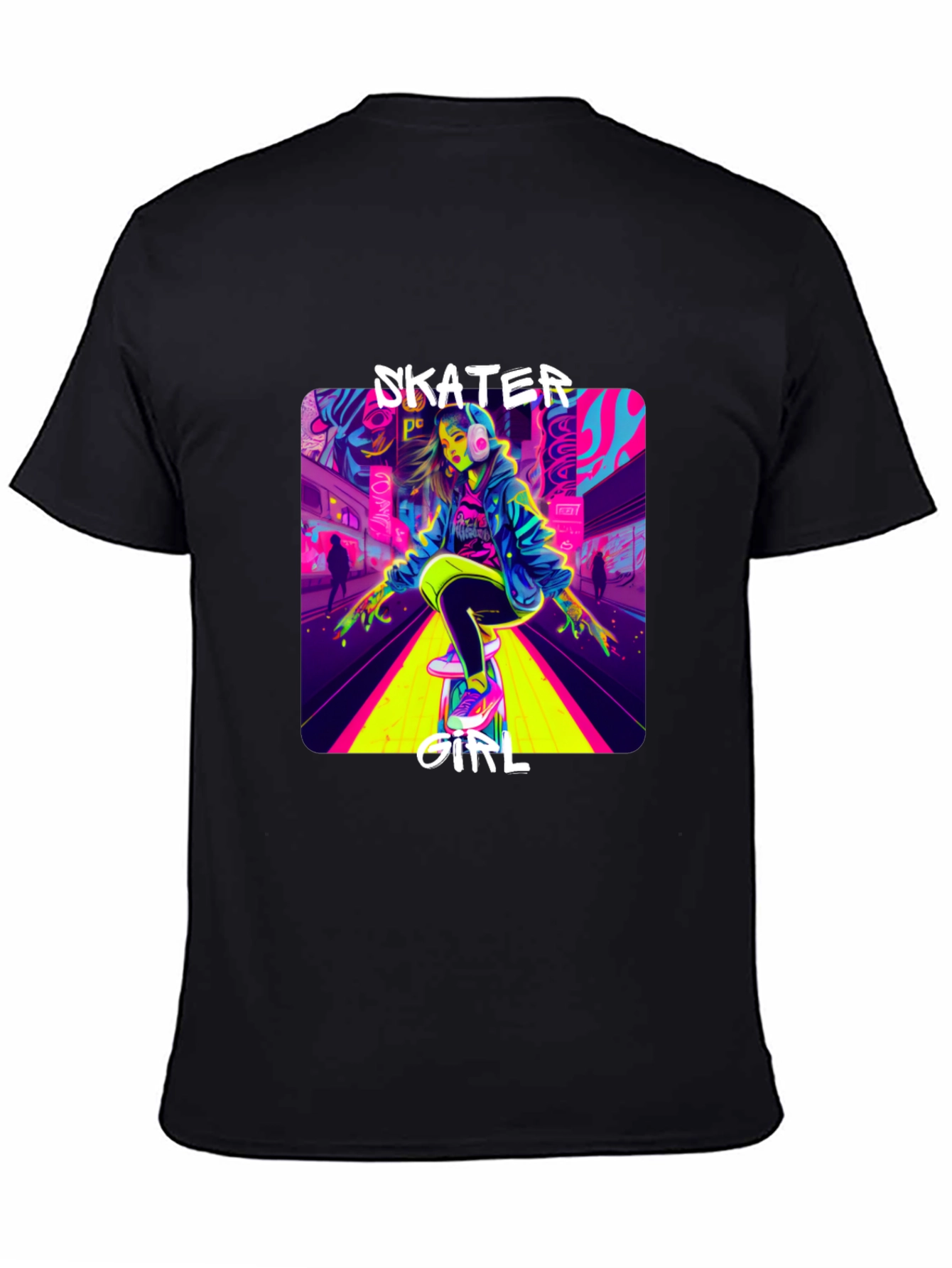 Skater Girl Neon Graphic T-Shirt