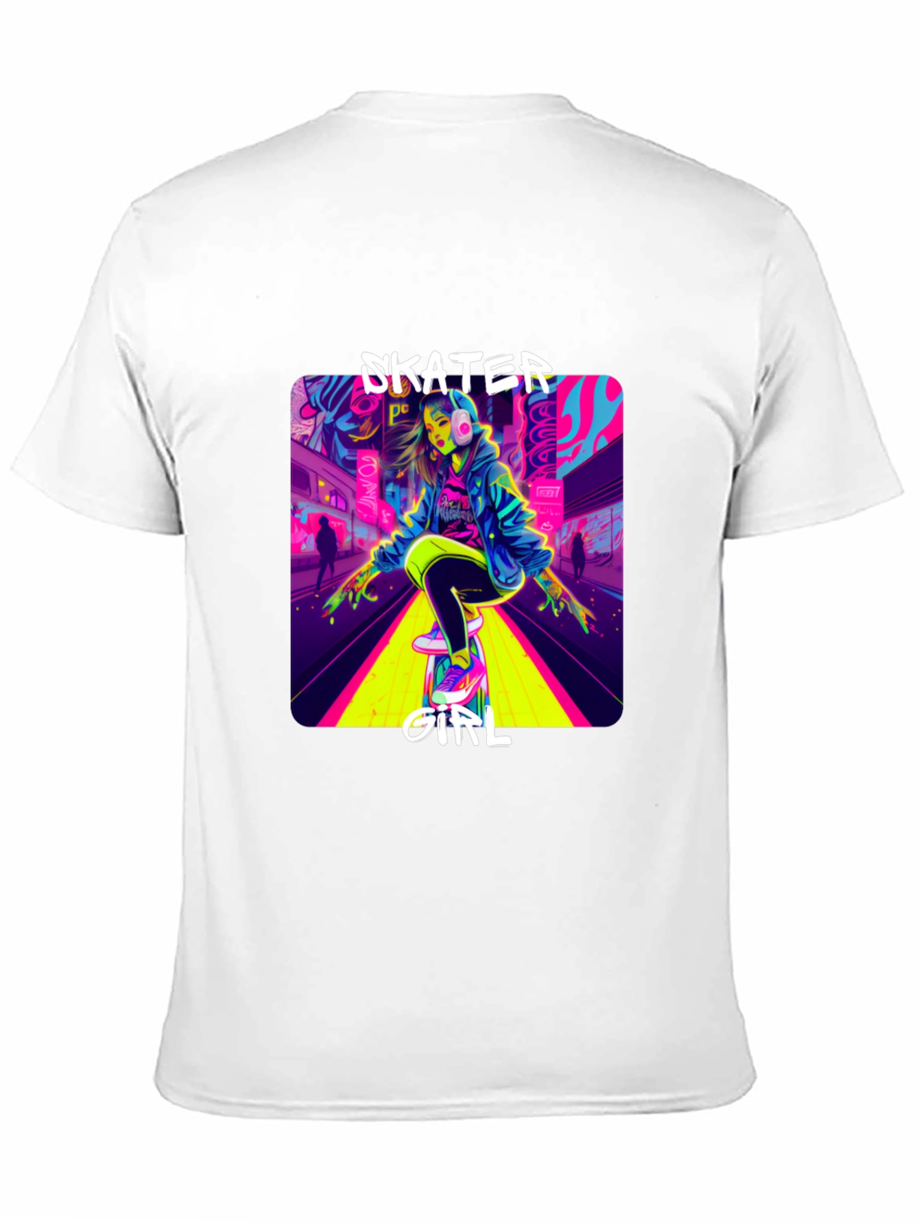 Skater Girl Neon Graphic T-Shirt