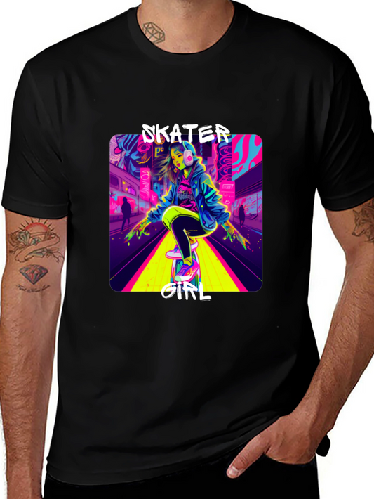 Skater Girl Neon Graphic T-Shirt