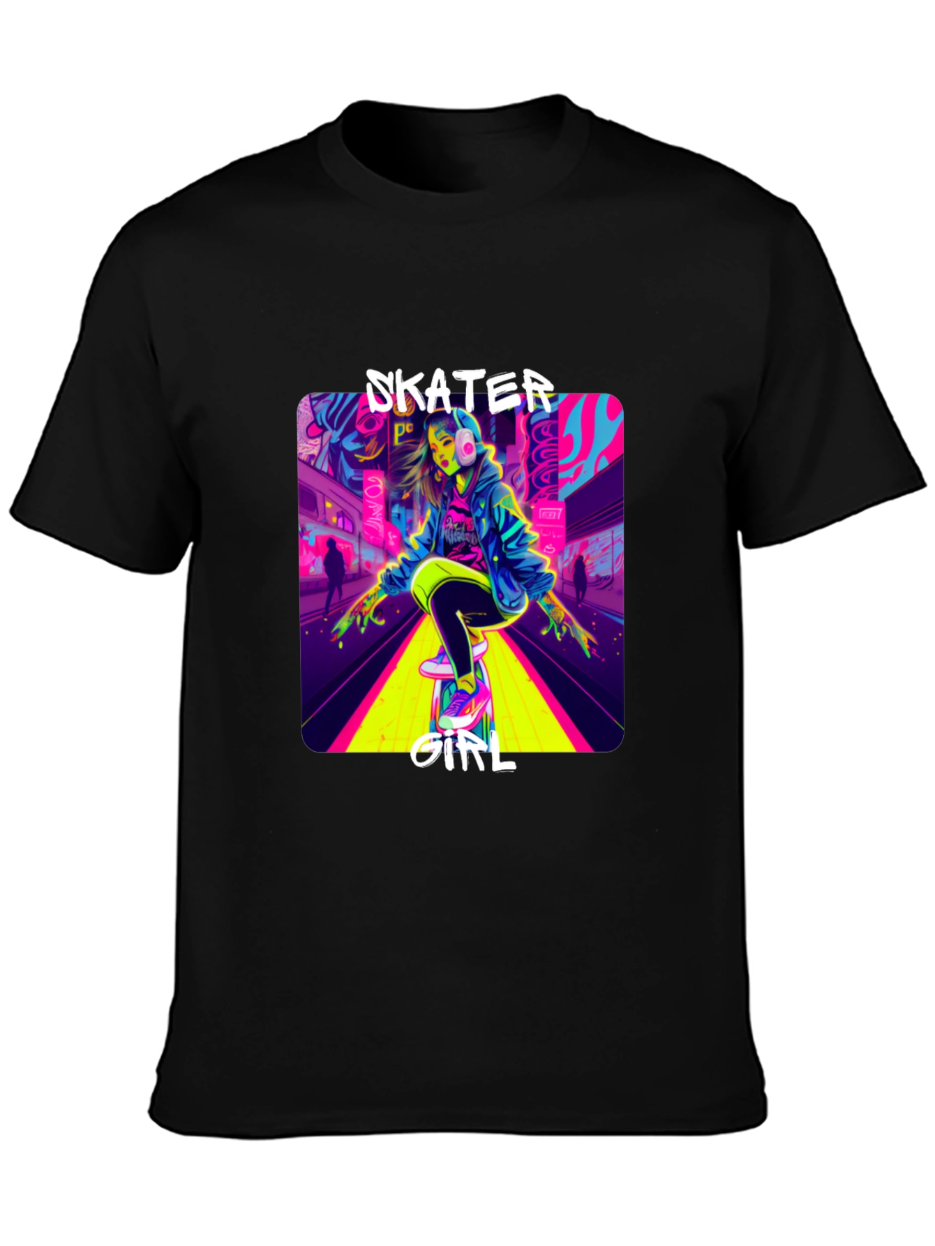 Skater Girl Neon Graphic T-Shirt