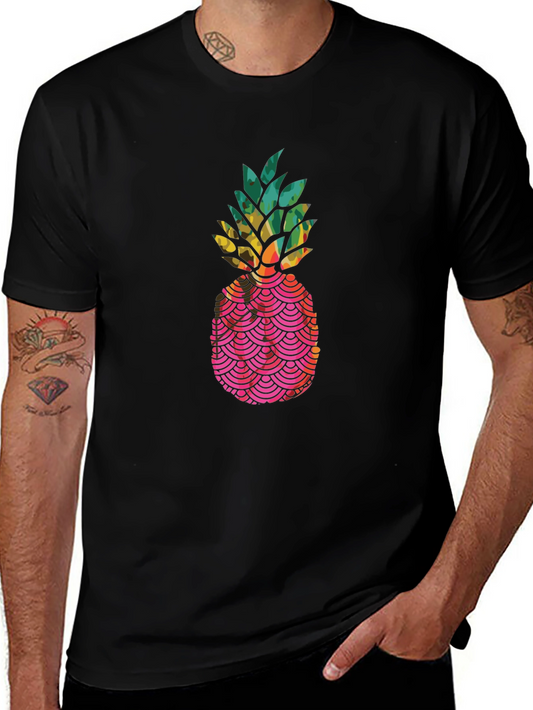 Tropical Pineapple Graphic Tee - Black Unisex T-Shirt