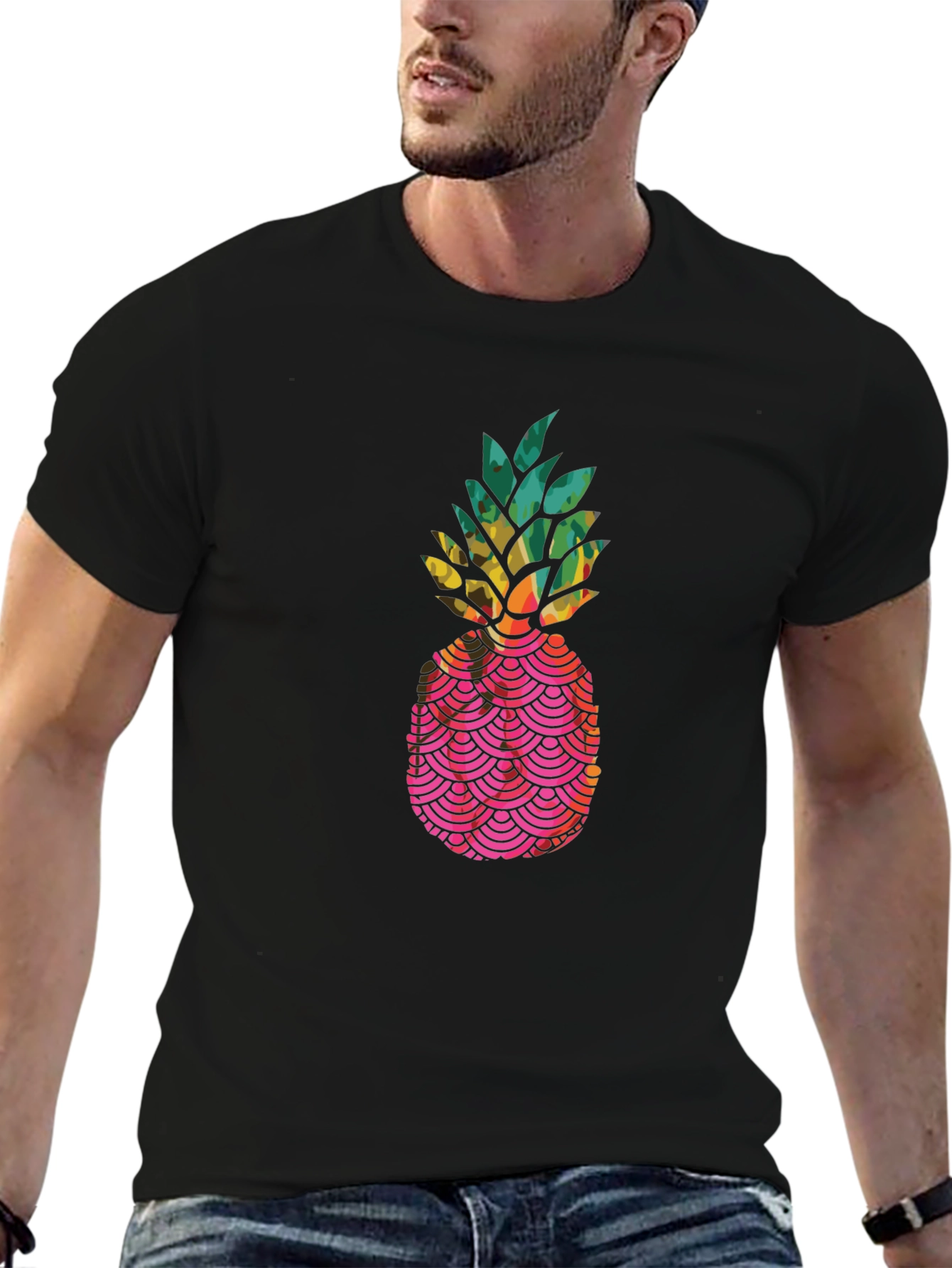 Tropical Pineapple Graphic Tee - Black Unisex T-Shirt