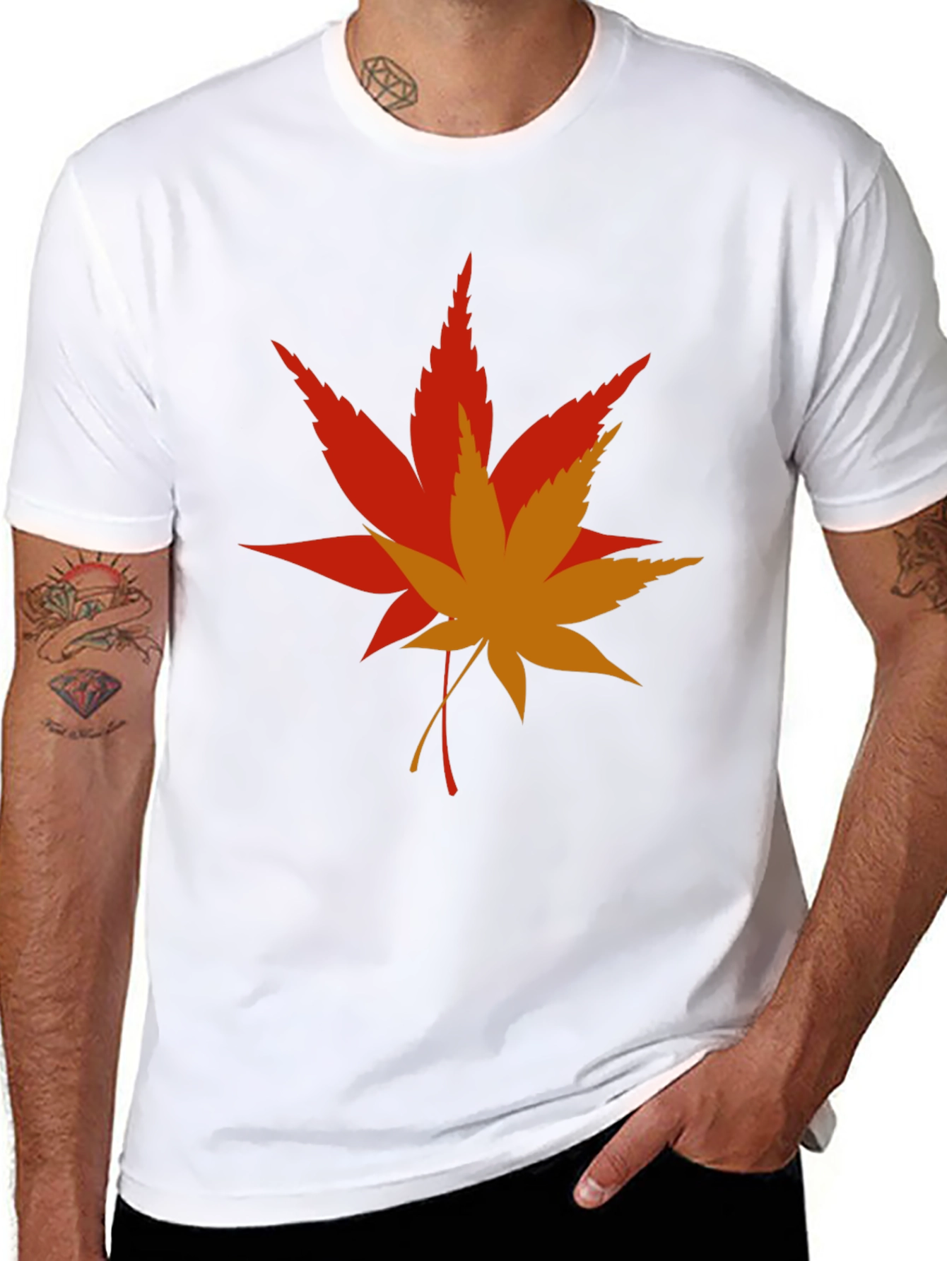 Autumn Leaf Graphic Tee - Stylish Mens T-Shirt