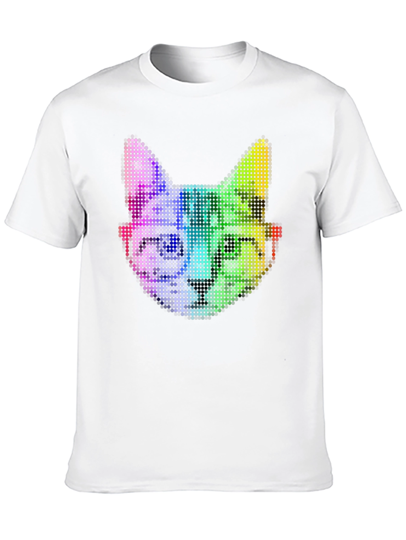 Rainbow Pixel Cat Graphic T-Shirt