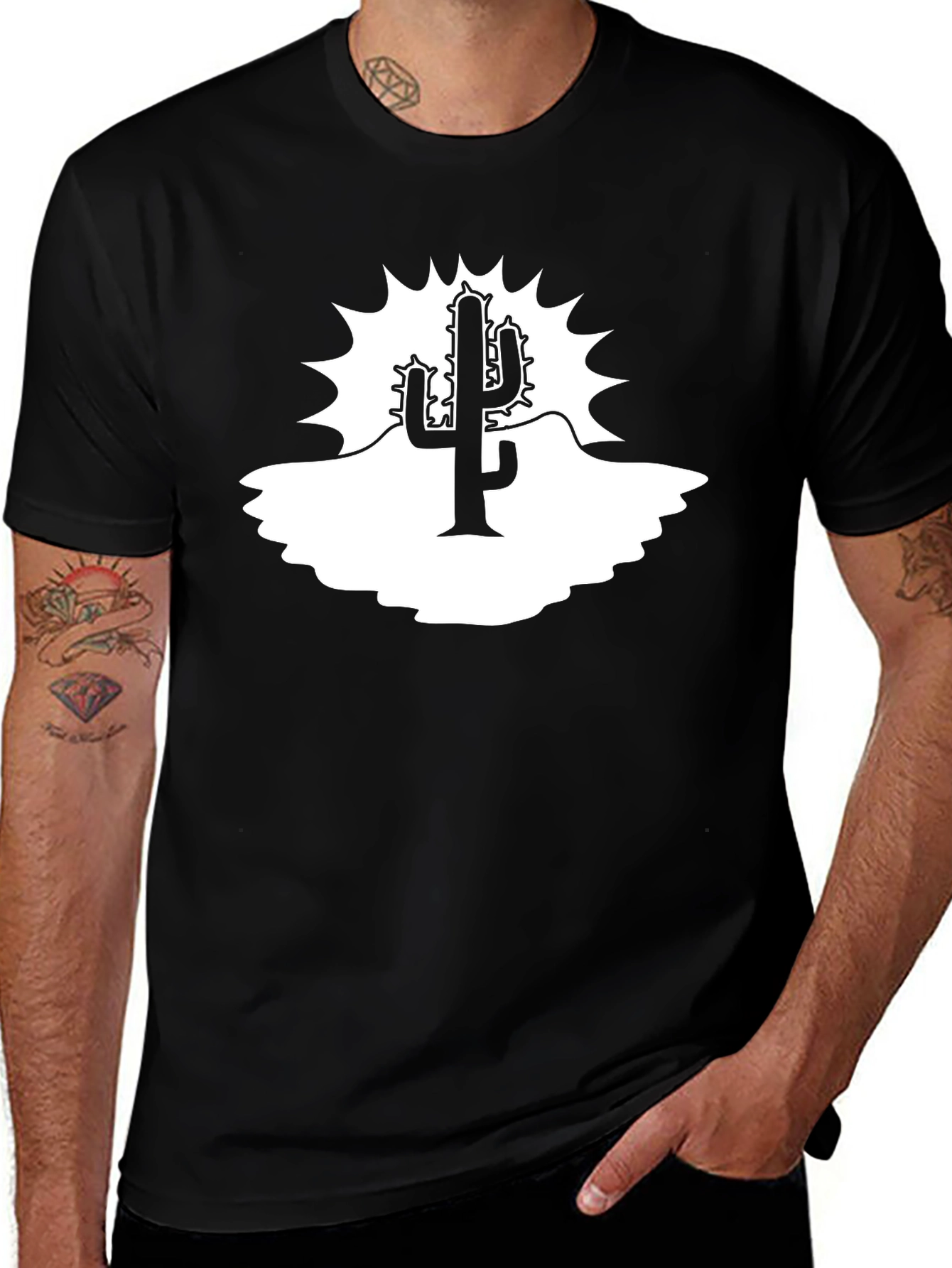 Cactus Graphic Tee - Desert Style Black Shirt