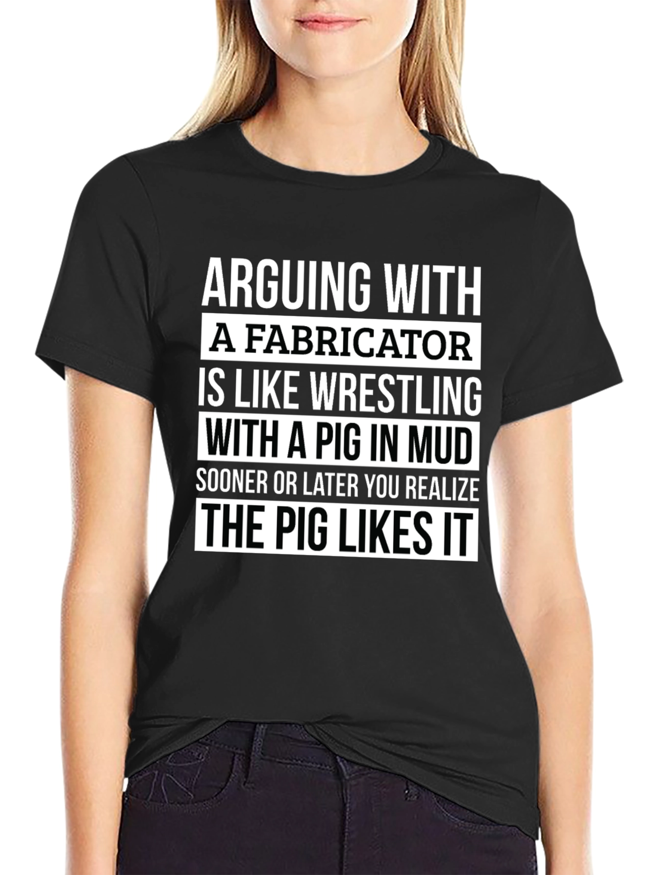 Fabricator Pig Mud Wrestling Graphic T-Shirt