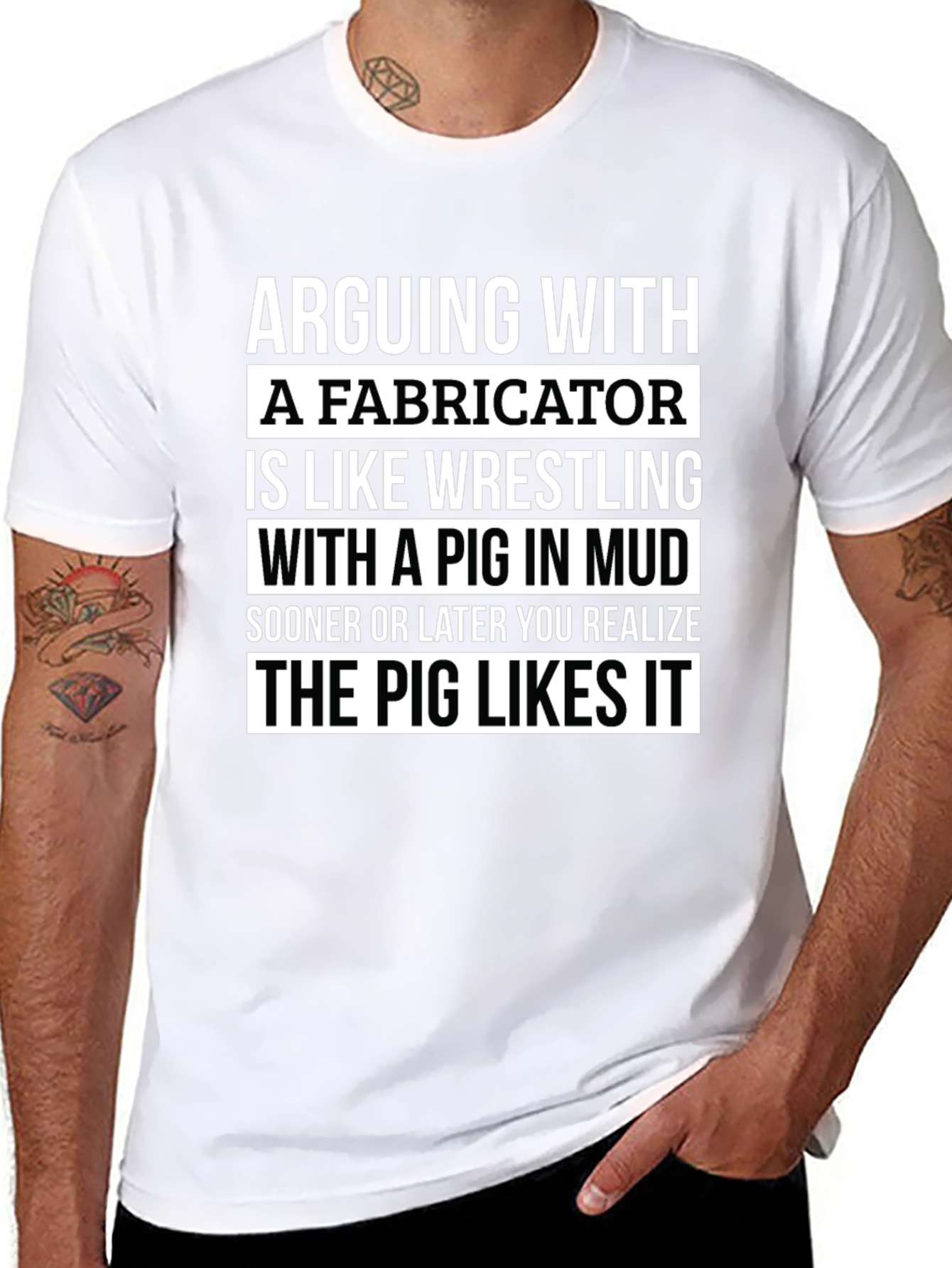 Fabricator Pig Mud Wrestling Graphic T-Shirt